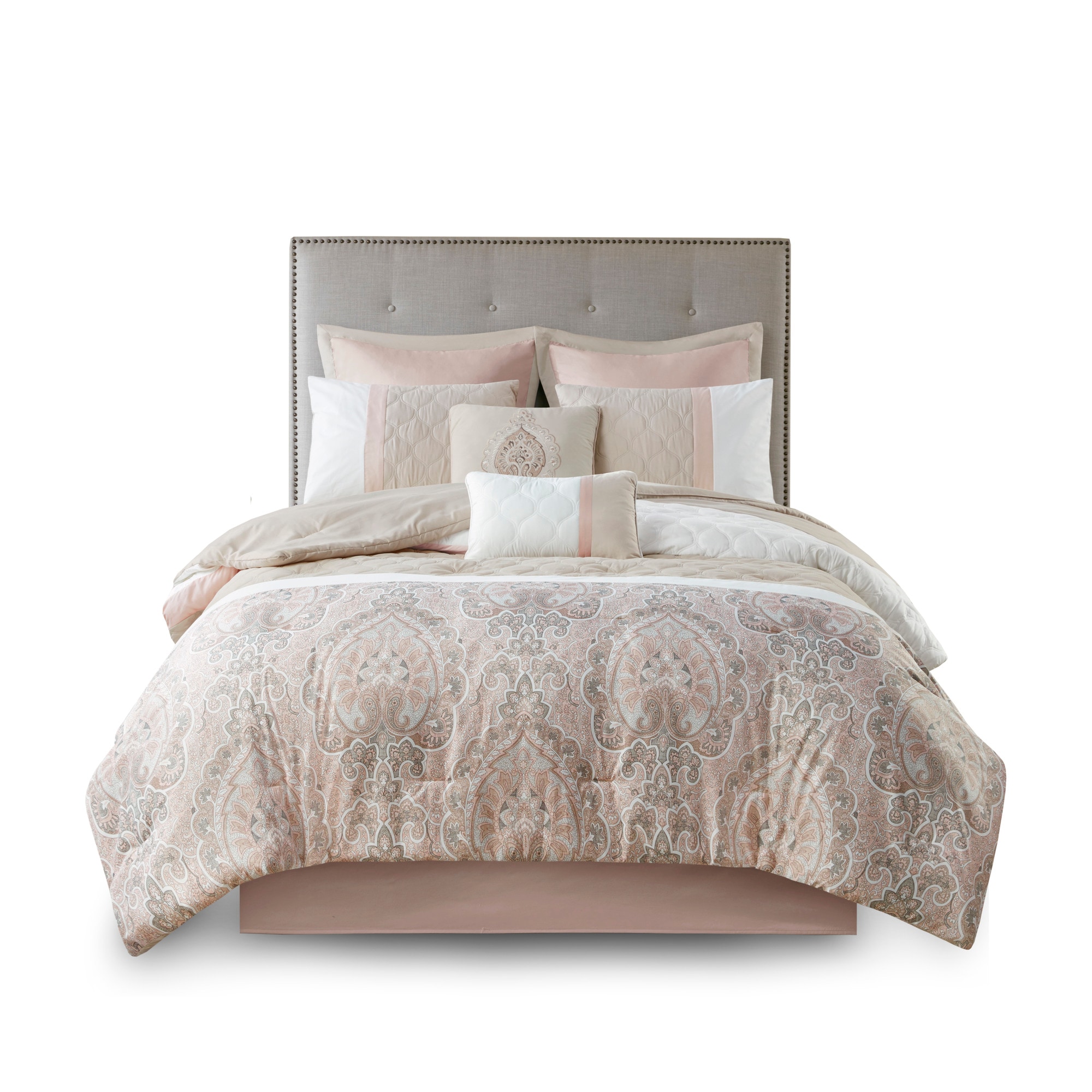 Blush Pink King Microfiber 8-Piece Bedspread Set
