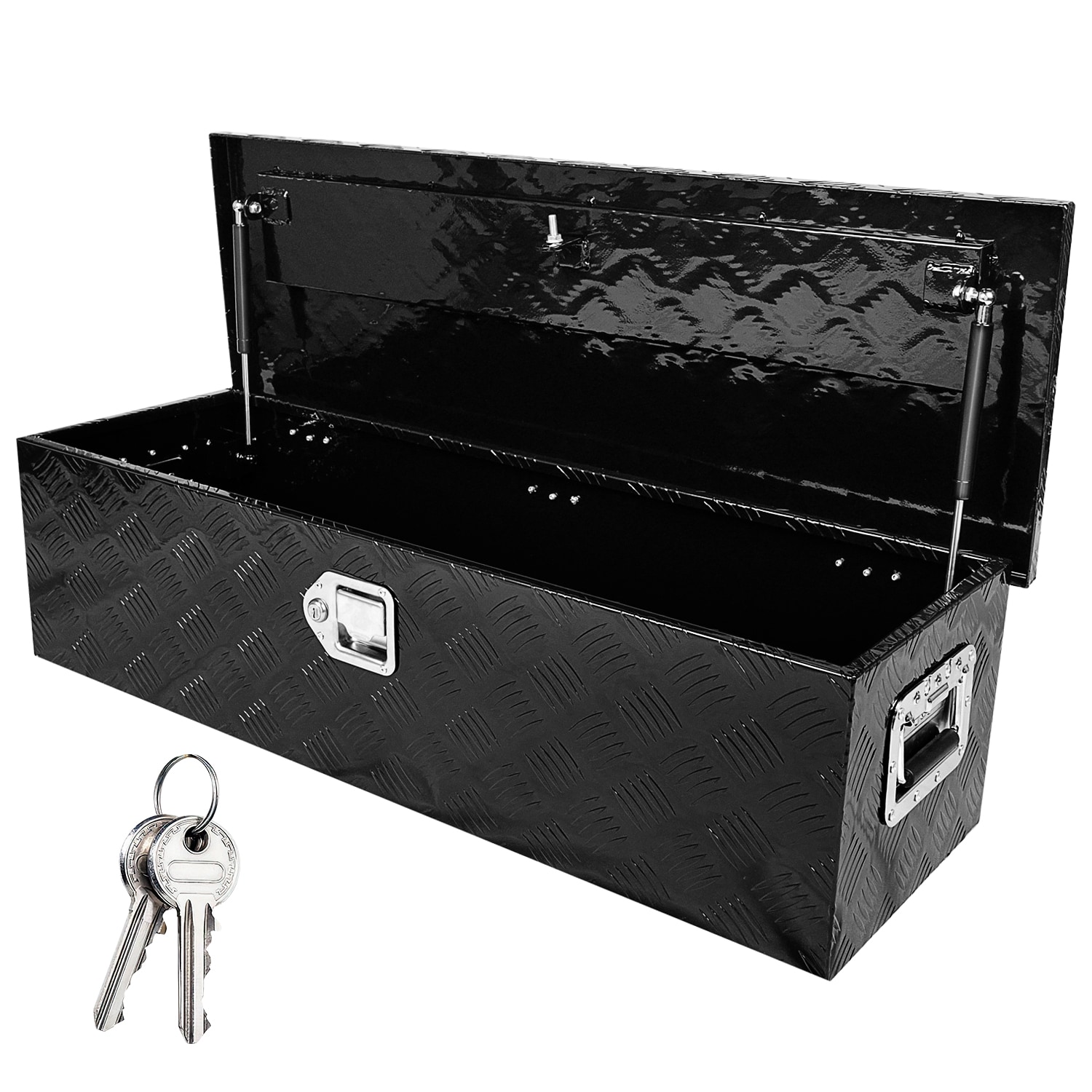 Kahomvis SUPER-QP214-930 38.8-in x 12.8-in x 10.4-in Black Aluminum Chest Truck Tool Box