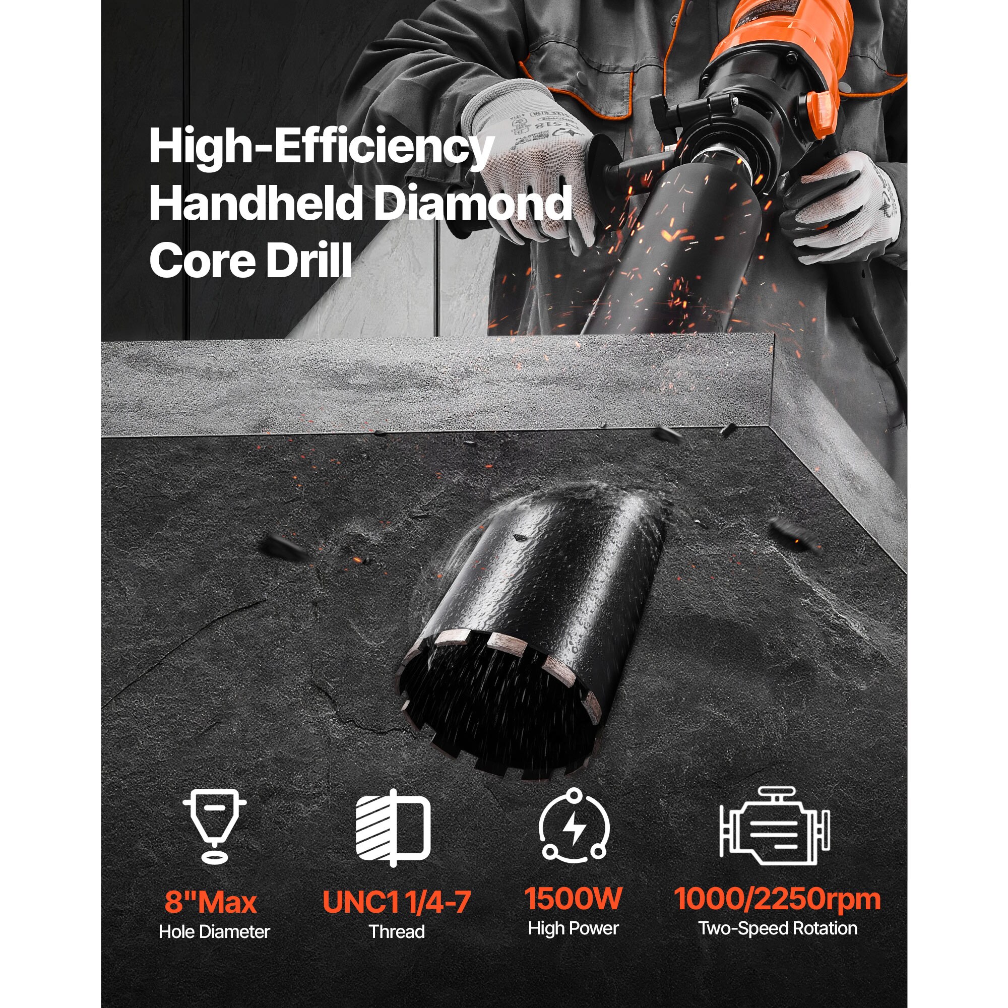 VEVOR Diamond Core Drilling Machine 8 in Drilling Diameter