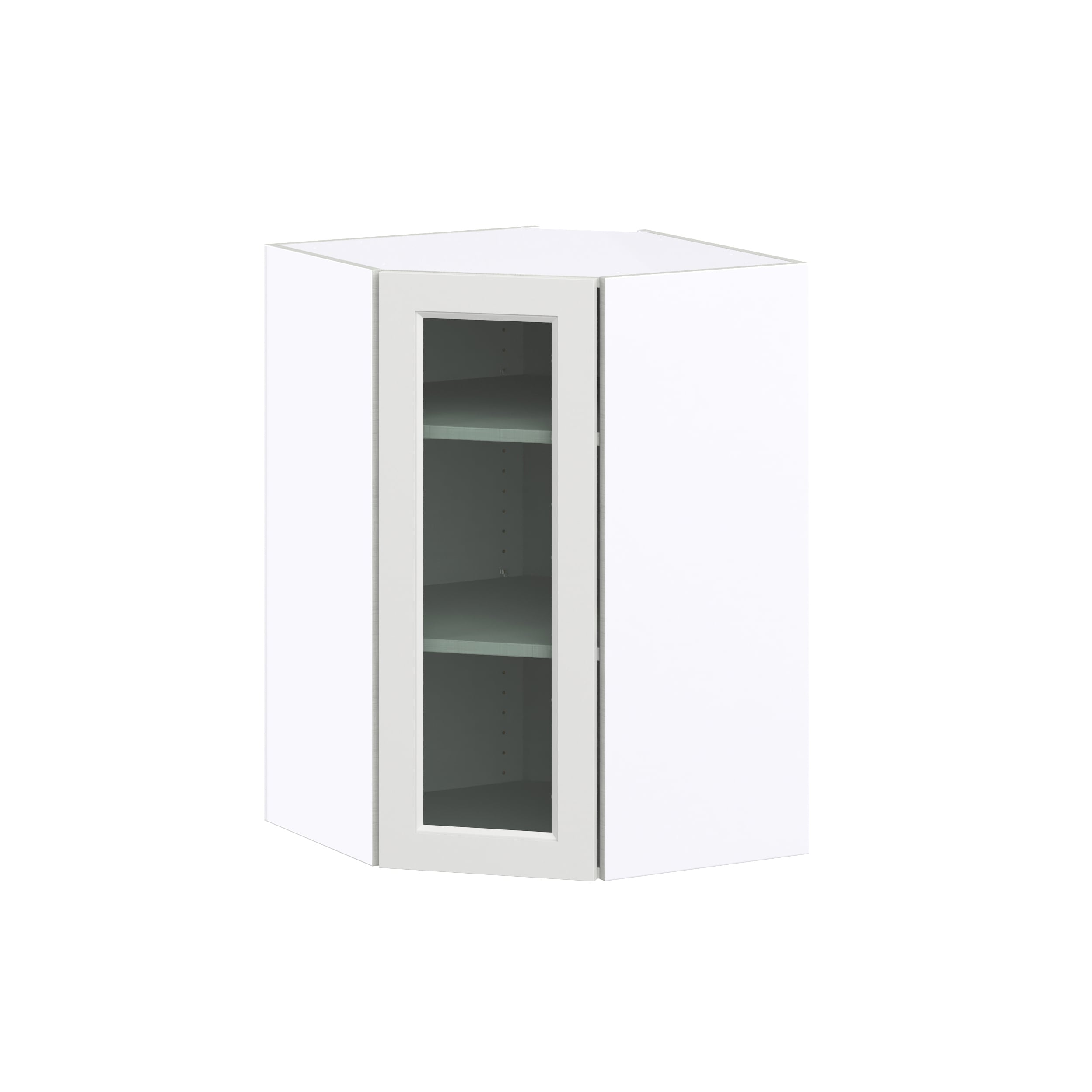 Hugo&Borg DSWAG2435(L/R)-RI Riviera 24-in W x 35-in H x 14-in D Bright White Diagonal Corner wall Fully assembled Cabinet (Glass Panel Glass)