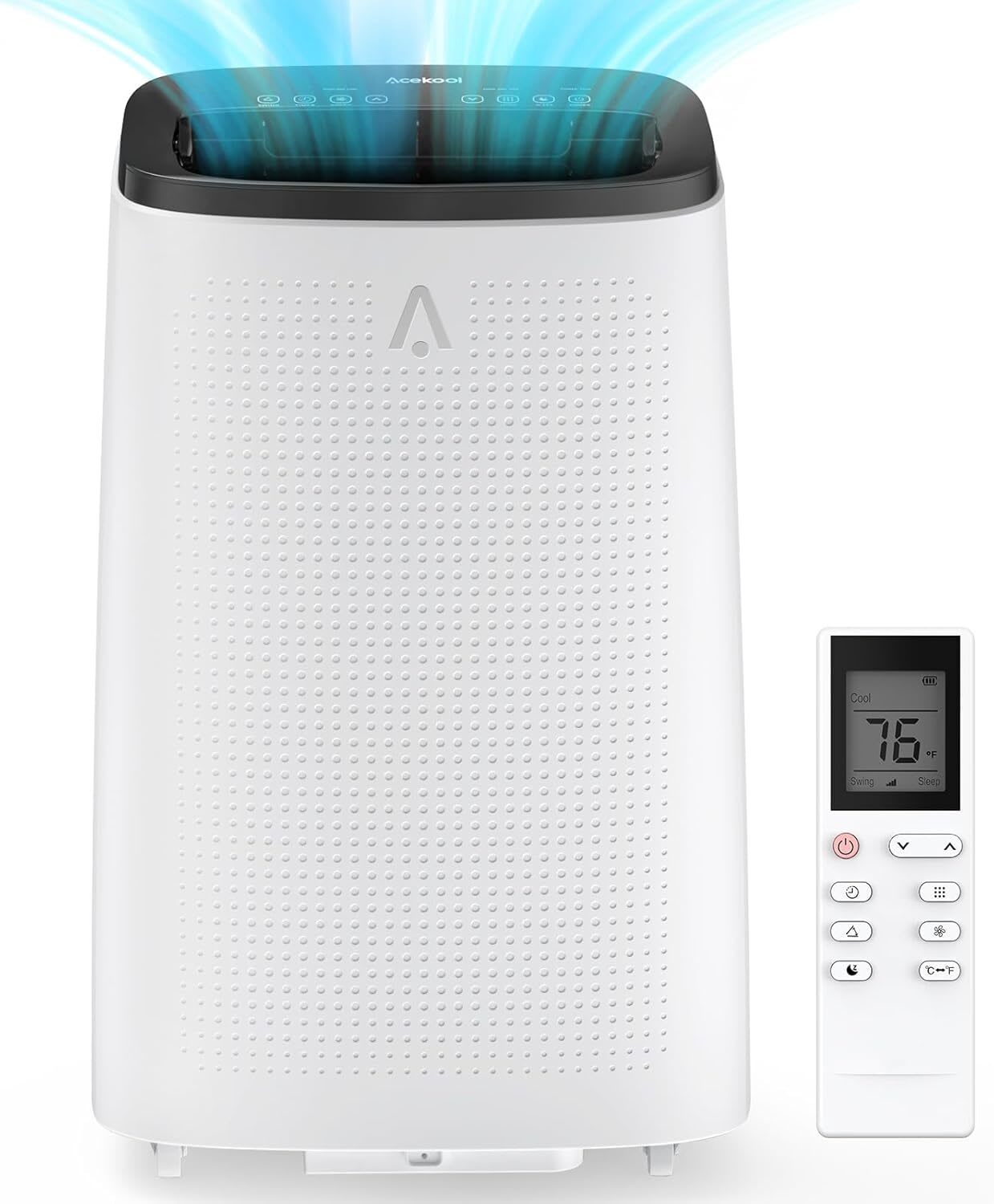 Qeetex LLPKT-PHO10YSJ5D4 15K BTU Portable AC - 3-in-1 Cool/Dehumidify/Fan for 850SqFt Auto Swing Sleep Mode  Window KitBlack