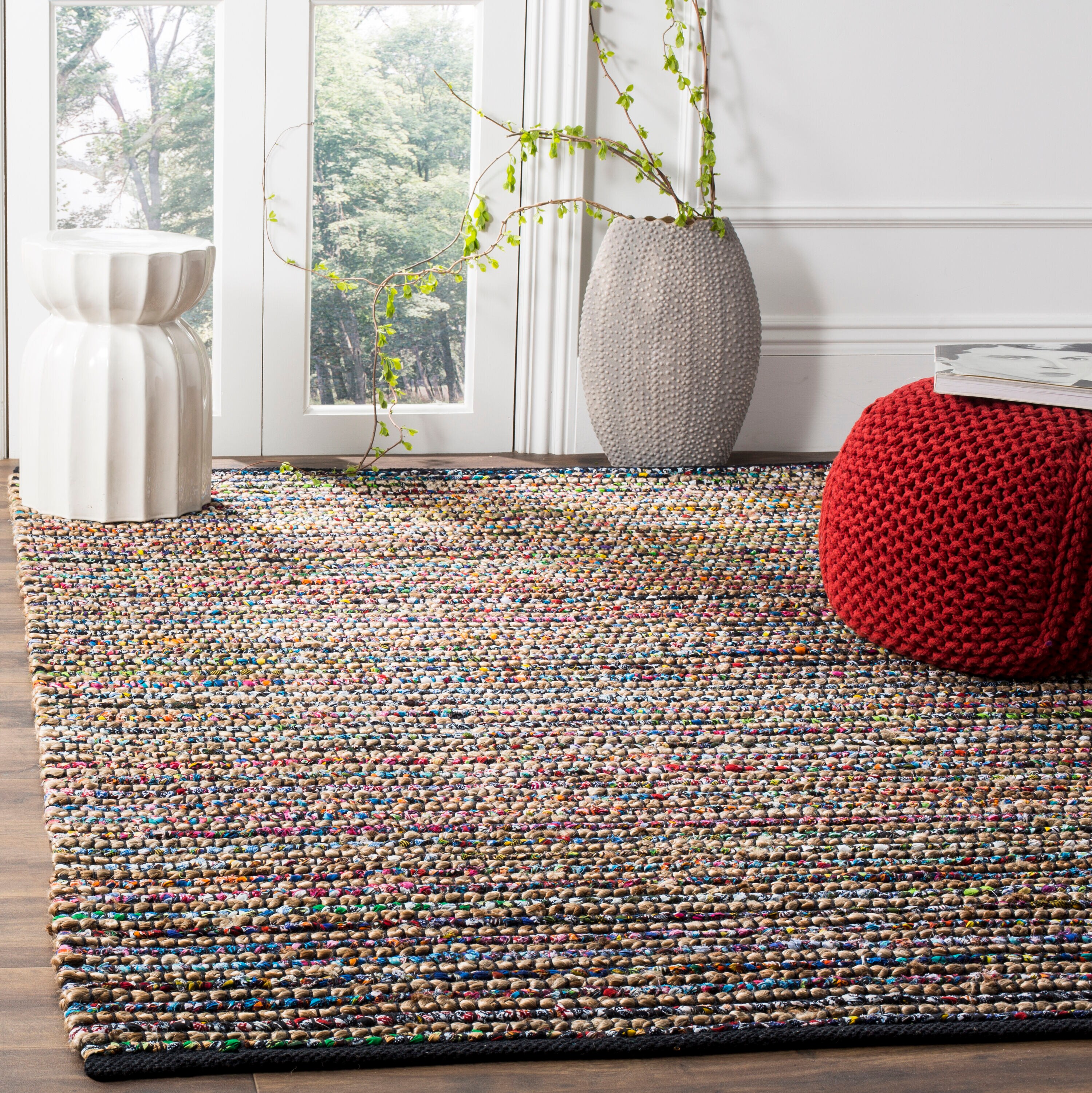 Safavieh CAP360A-4SQ Cape Cod Danvers 4 x 4 (ft) Cotton Multi Square Indoor Abstract Coastal Area rug