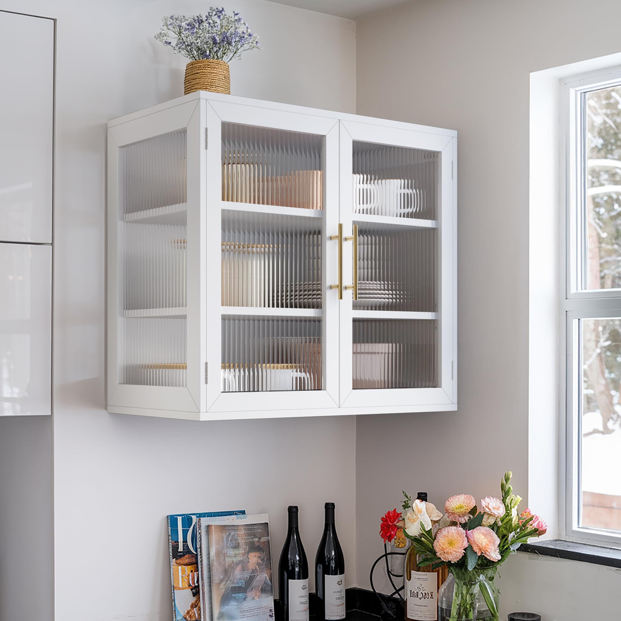LTMATE LSHK24071501P1WT 27.5-in W x 23.6-in H Wood composite White Wall-mount Utility Storage Cabinet