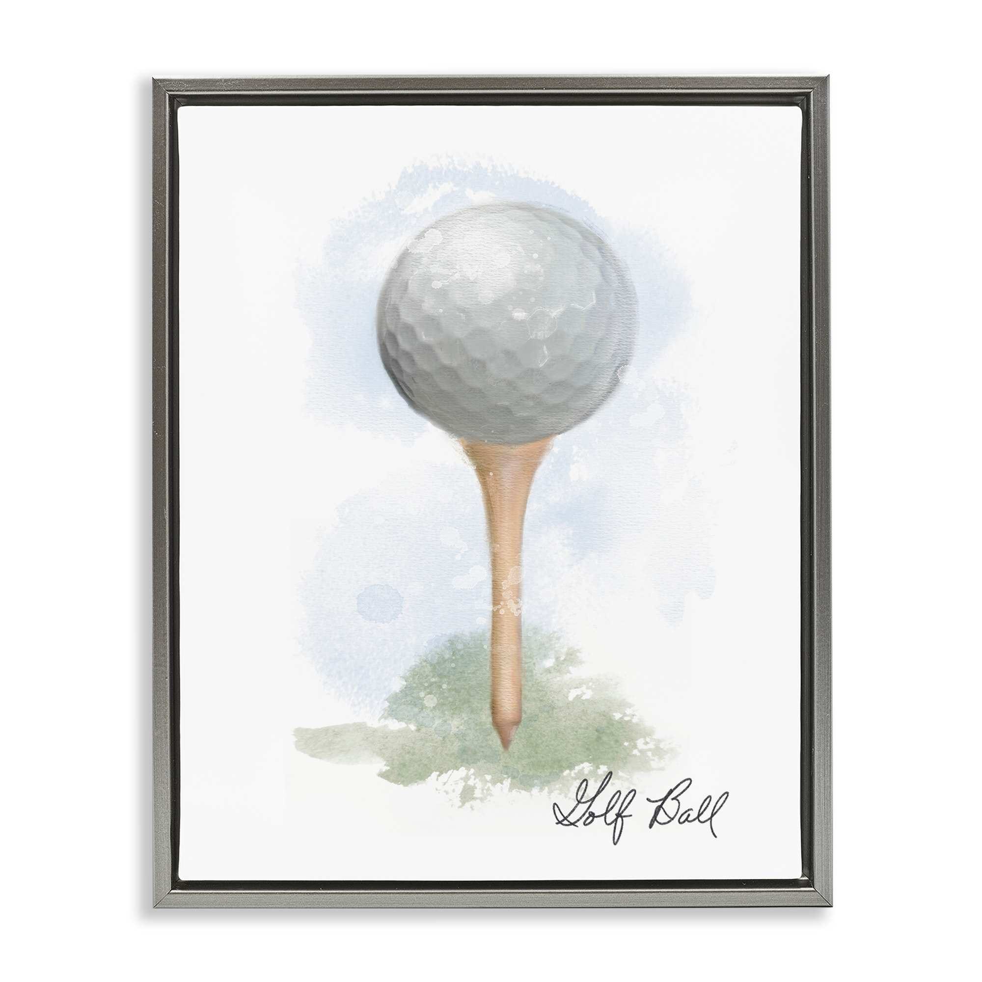 Stupell Industries BS-097-FFL-24X30 Soft Pastel Golf on Tee Gray Framed Floater Canvas Wall Art By Matthew Piotrowicz 25 x 31