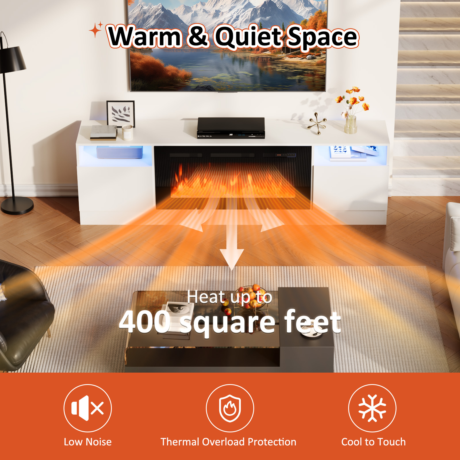 Bapipro TE13A70W Electric-Fireplaces - View #4