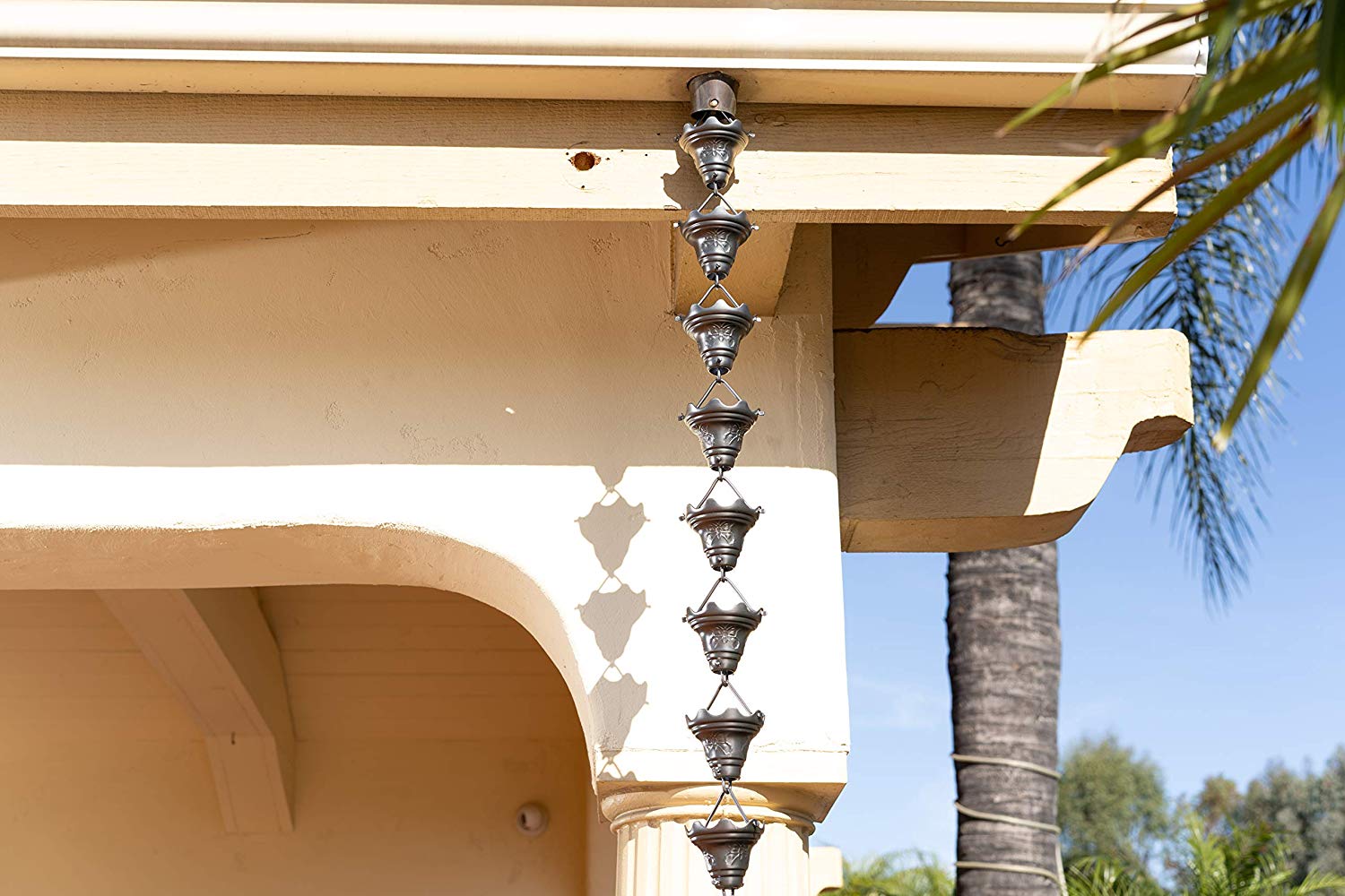 Monarch Rain Chains 8.5ft Pewter Flower Rain Chains at