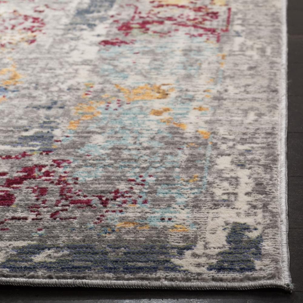 Mystique Gray Abstract Synthetic Kids Reversible Rug 4' x 6'