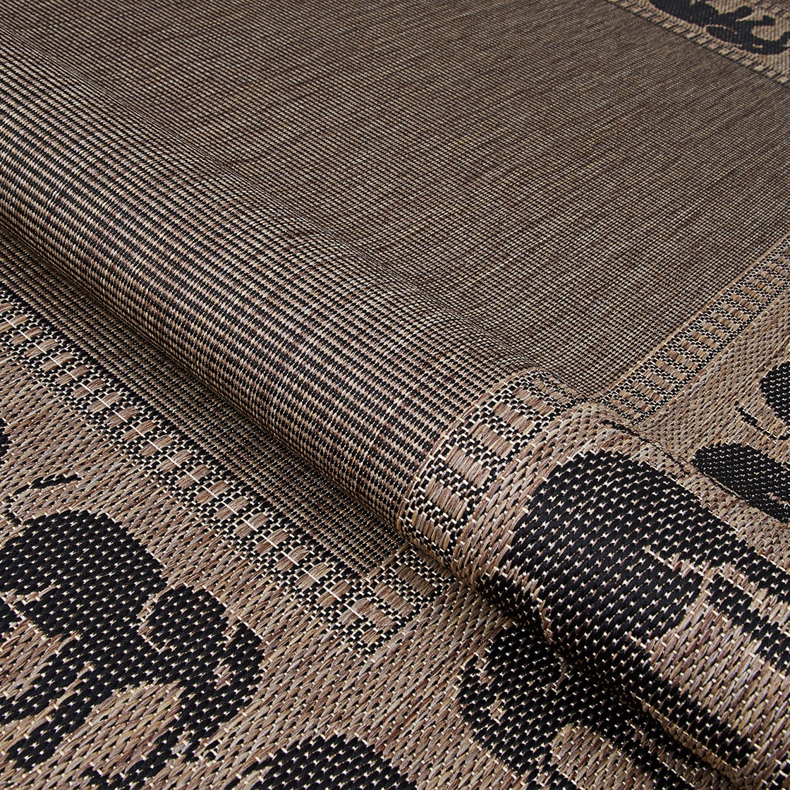 Elephant Parade Black Synthetic Flat Woven Outdoor Runner Rug