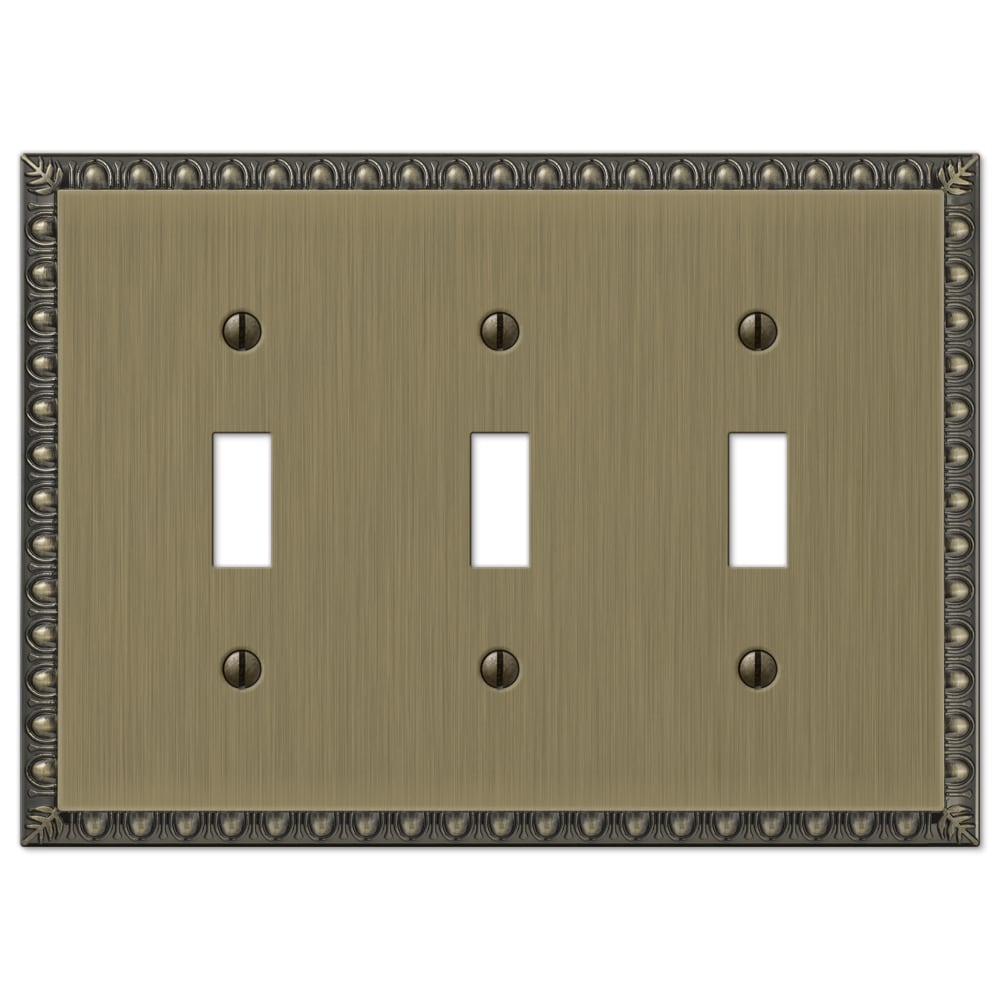 Amerelle 90TTTBB 3 -Gang Specialty Size Brushed Brass Metal Indoor Toggle Wall Plate