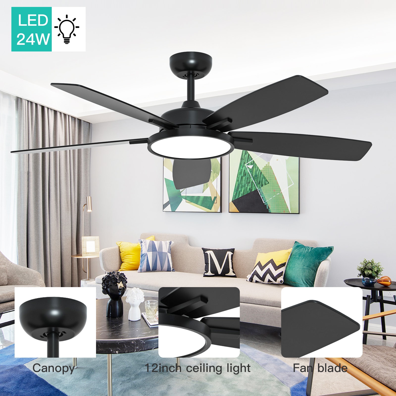 TALOYA RV52-BK-5D-T5 Ceiling-Fans - View #8