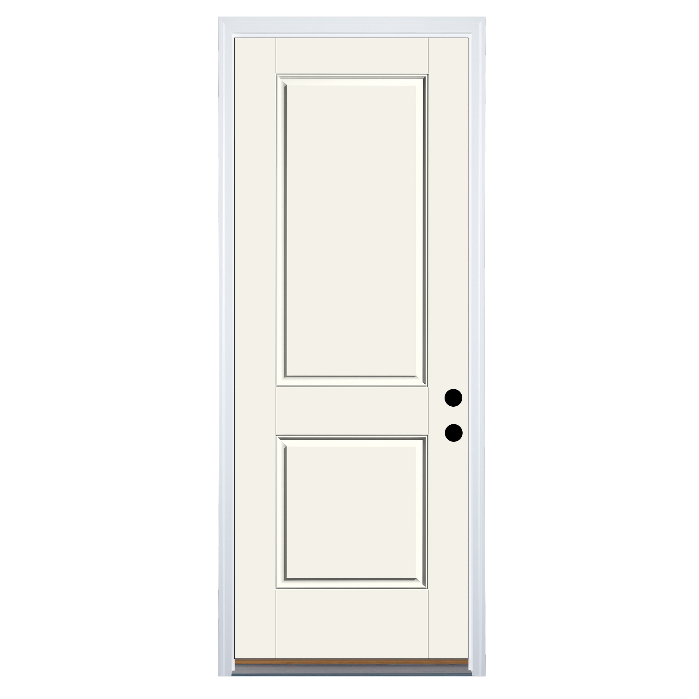 Fiberglass Right-Hand Outswing Alpine Painted Single Front Door with Brickmould Insulating Core in White | - Therma Tru S8200H-I-RON5-AP