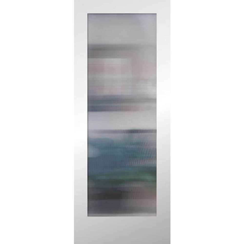 RELIABILT LOD909871 32-in x 80-in White 1-panel Patterned Glass Solid Core Primed Pine Wood Slab Door