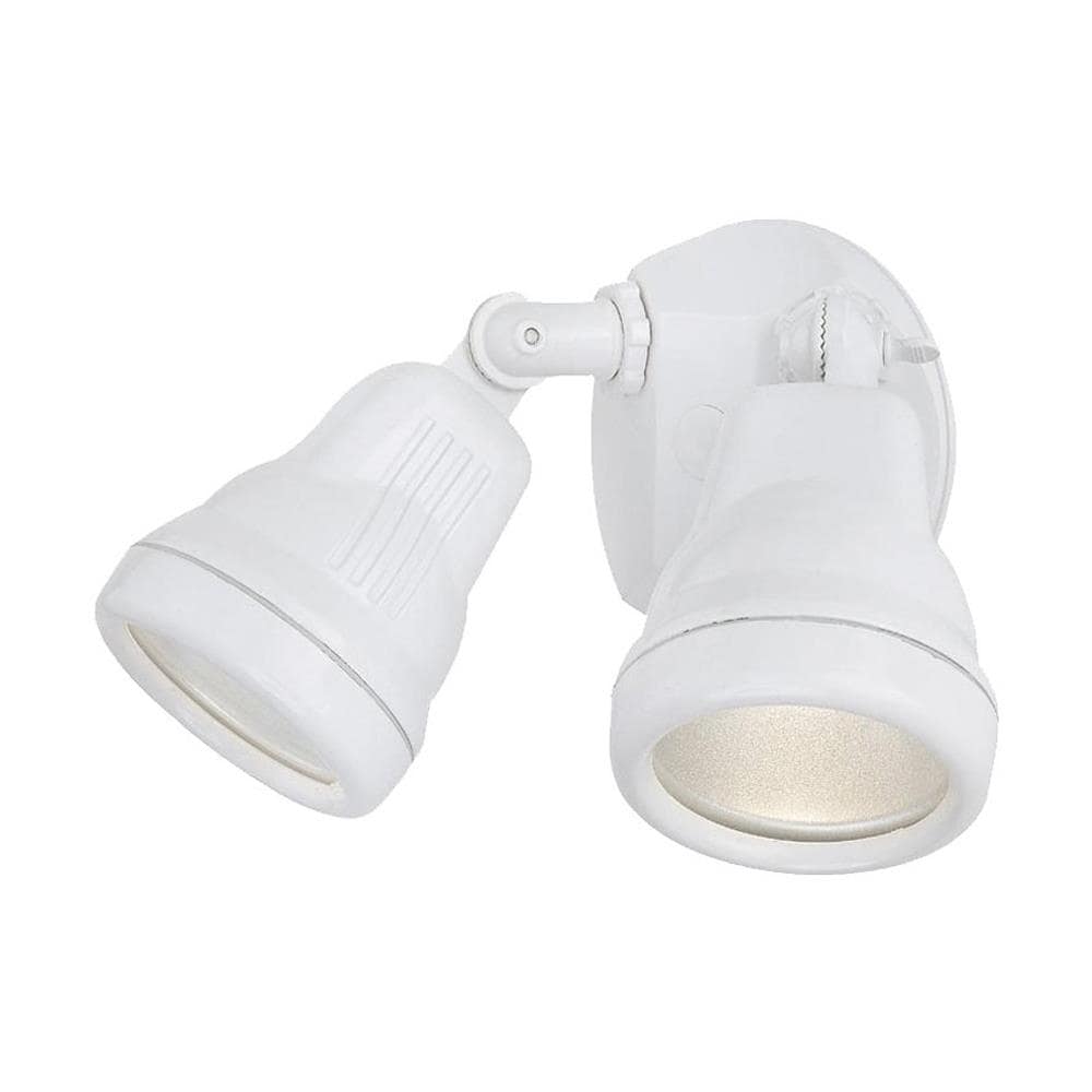 Acclaim Lighting FL50WH 100-Watt EQ Halogen Gloss White 2-Head Switch-Controlled Flood Light with Adjustable 2000-Lumen