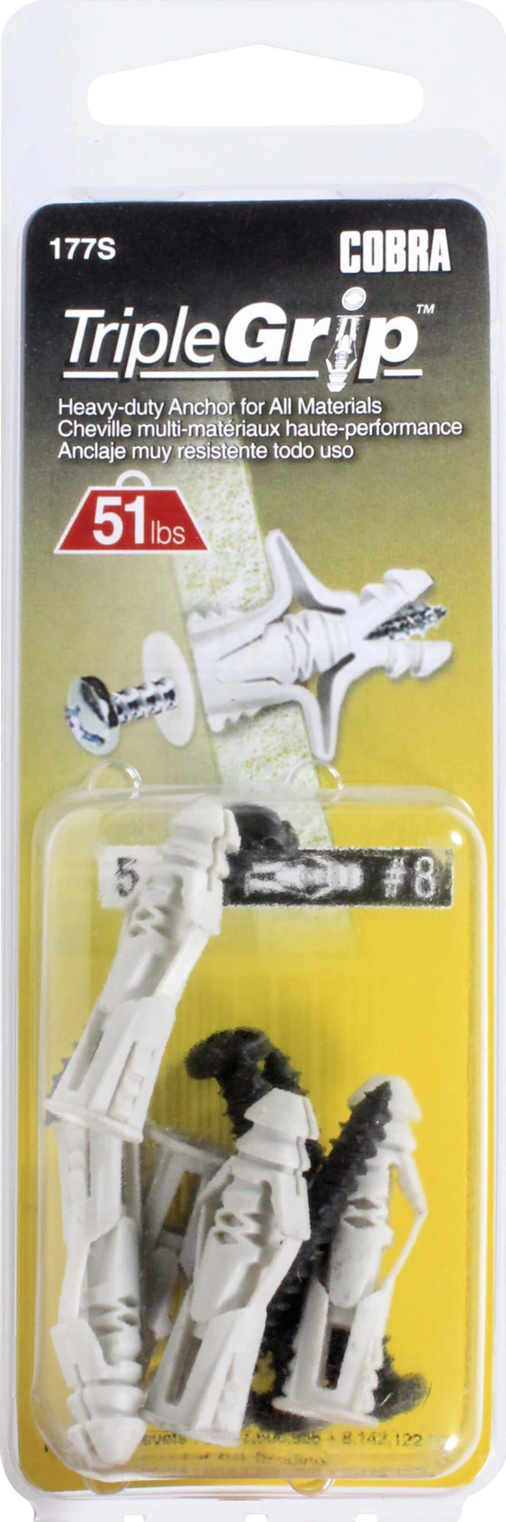 Cobra 177S 35-lb 1/4-in x 1/2-in Multi-Purpose Anchors with Screws Included 5 -Pack