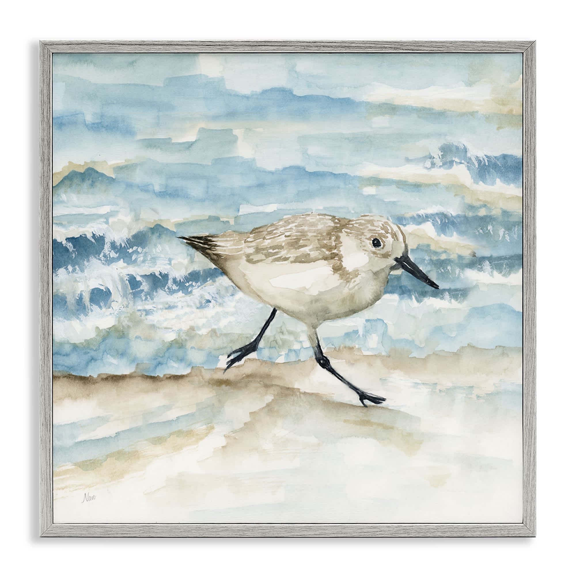 Stupell Industries BS-162-GFF-24X24 Sandpiper Striding Shore Framed Giclee design by Nan