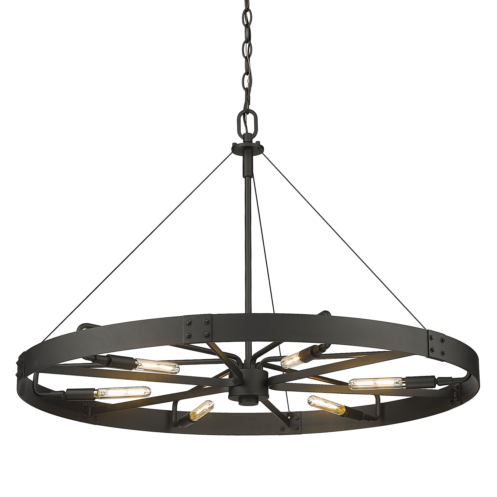 Golden Lighting 3866-L NB-NB Vaughn 6 -Light Natural black Vintage Geometric Large (larger than 22 inches) Hanging Pendant light