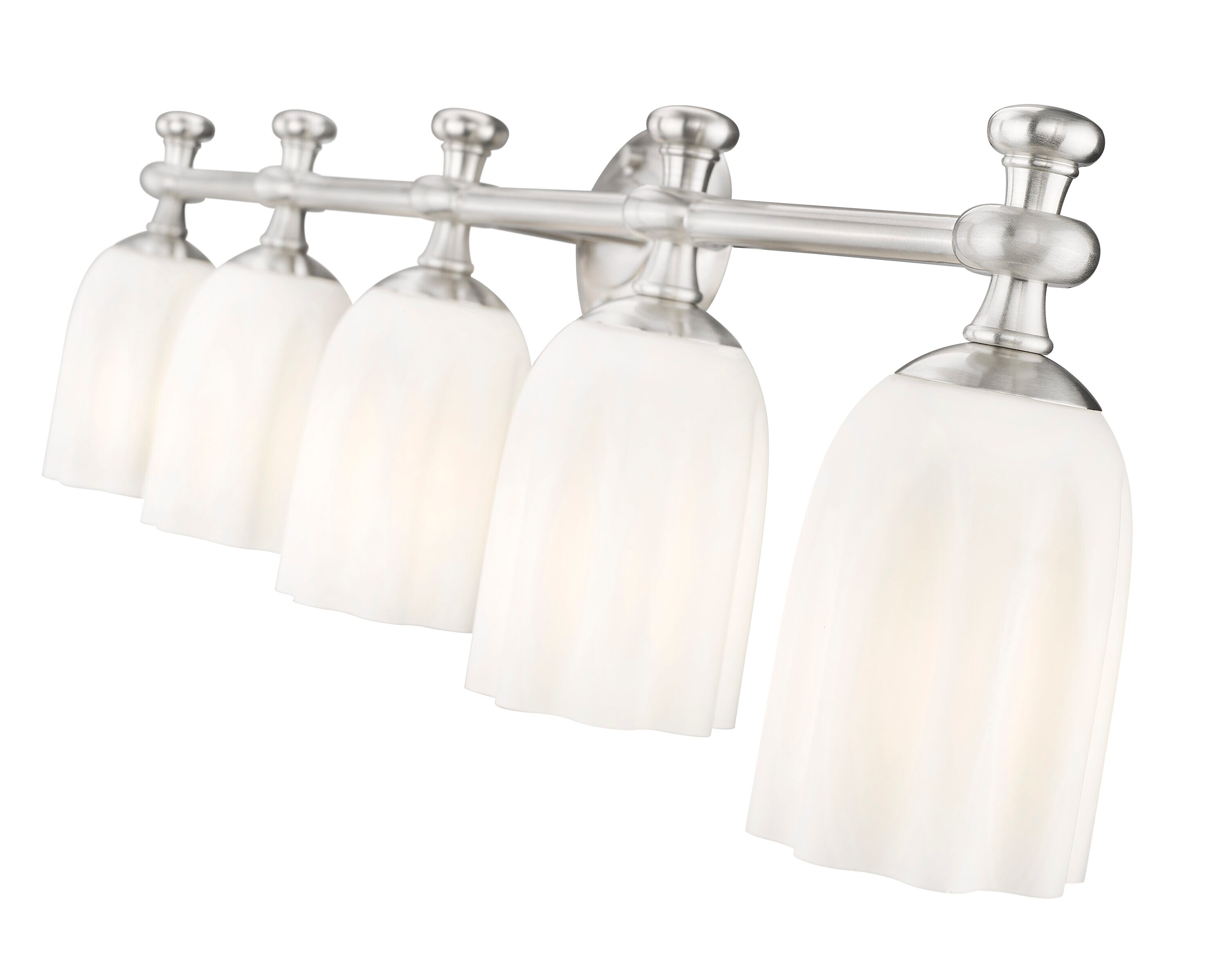 Orion Brushed Nickel 5-Light Vanity with Opal Glass Shades