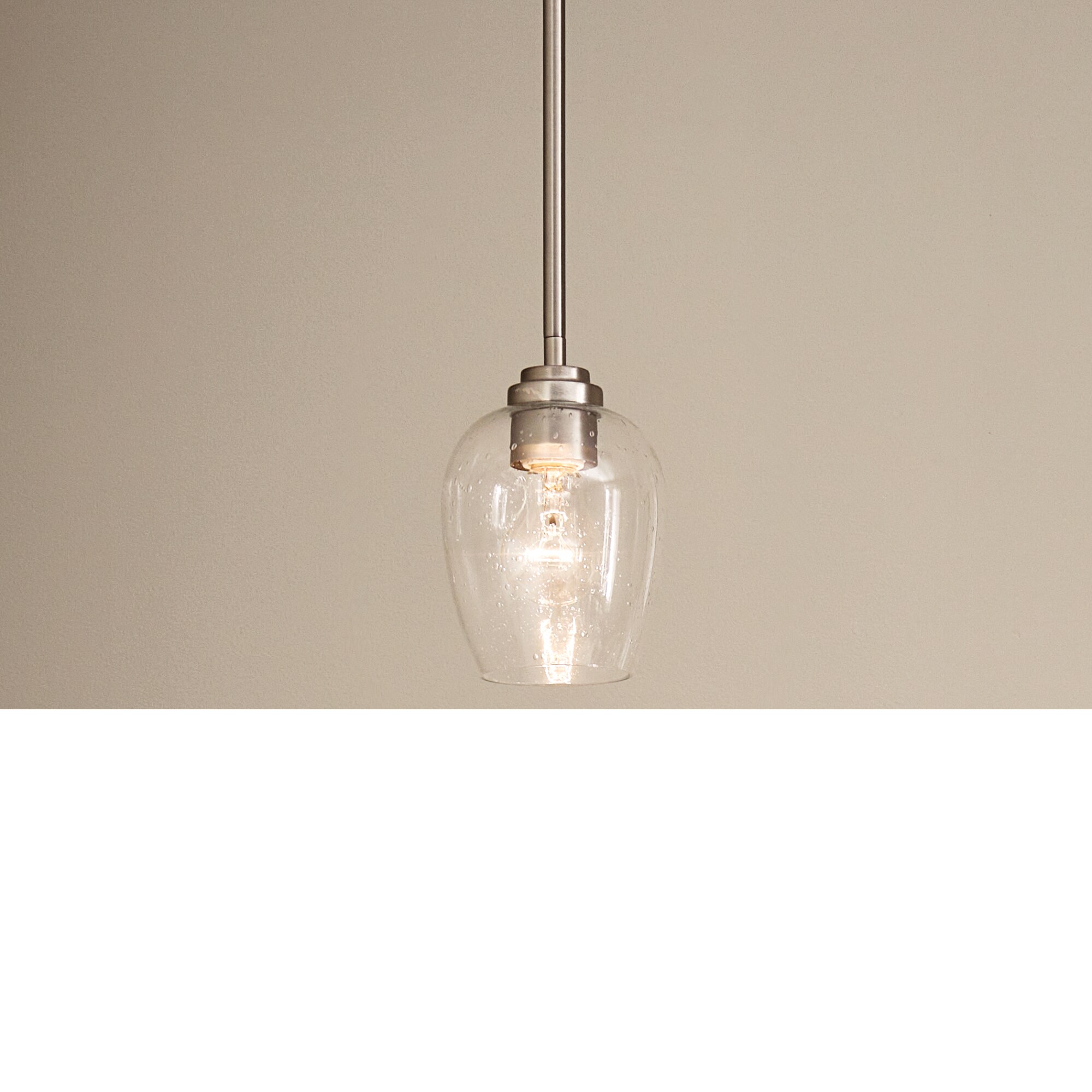 Valserrano Brushed Nickel Mini Pendant with Seeded Glass Shade