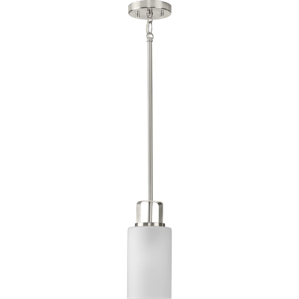 Brushed Nickel and Etched Glass Modern Mini-Pendant Light