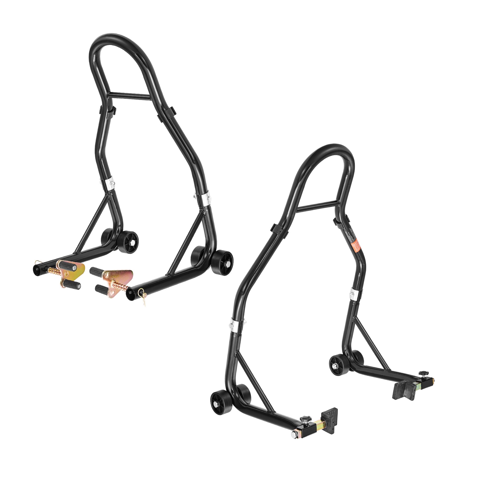 VEVOR Motorcycle Stand Lift 1100lbs Capacity Front Rear Combo Stand Lift Front Wheel Dual-Fork Stand Rear U+L Fork Swingarm Spool Stand for Most Yamaha Honda Kawasaki Suzuki Motorcycles Black