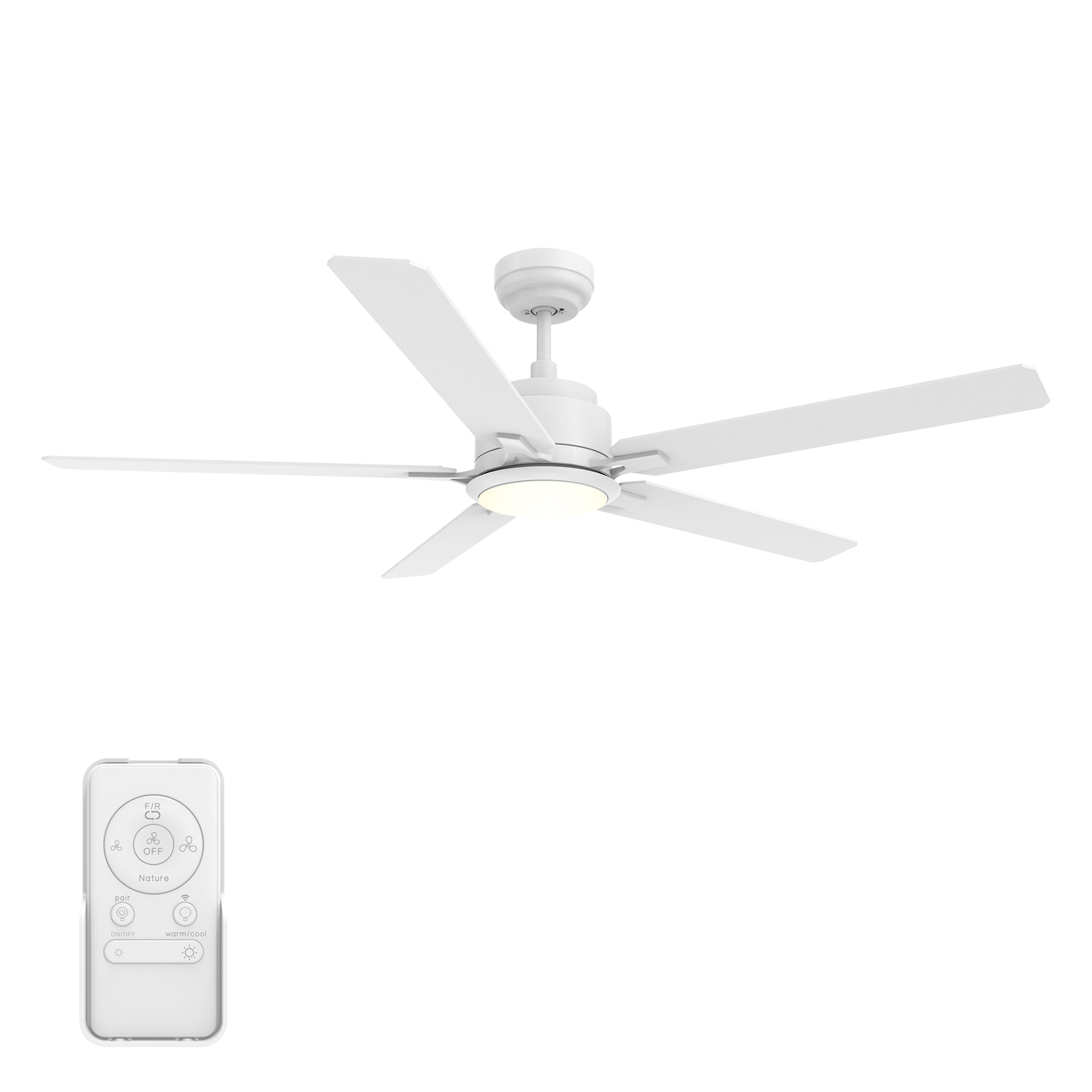 CARRO USA Trendsetter 60-in Black with Wooden/Walnut Blades Indoor/Outdoor Flush Mount Smart Ceiling Fan with Light and Remote (3-Blade) LS603Q-L12-BG-1 Sansujyuku sansujyuku.com