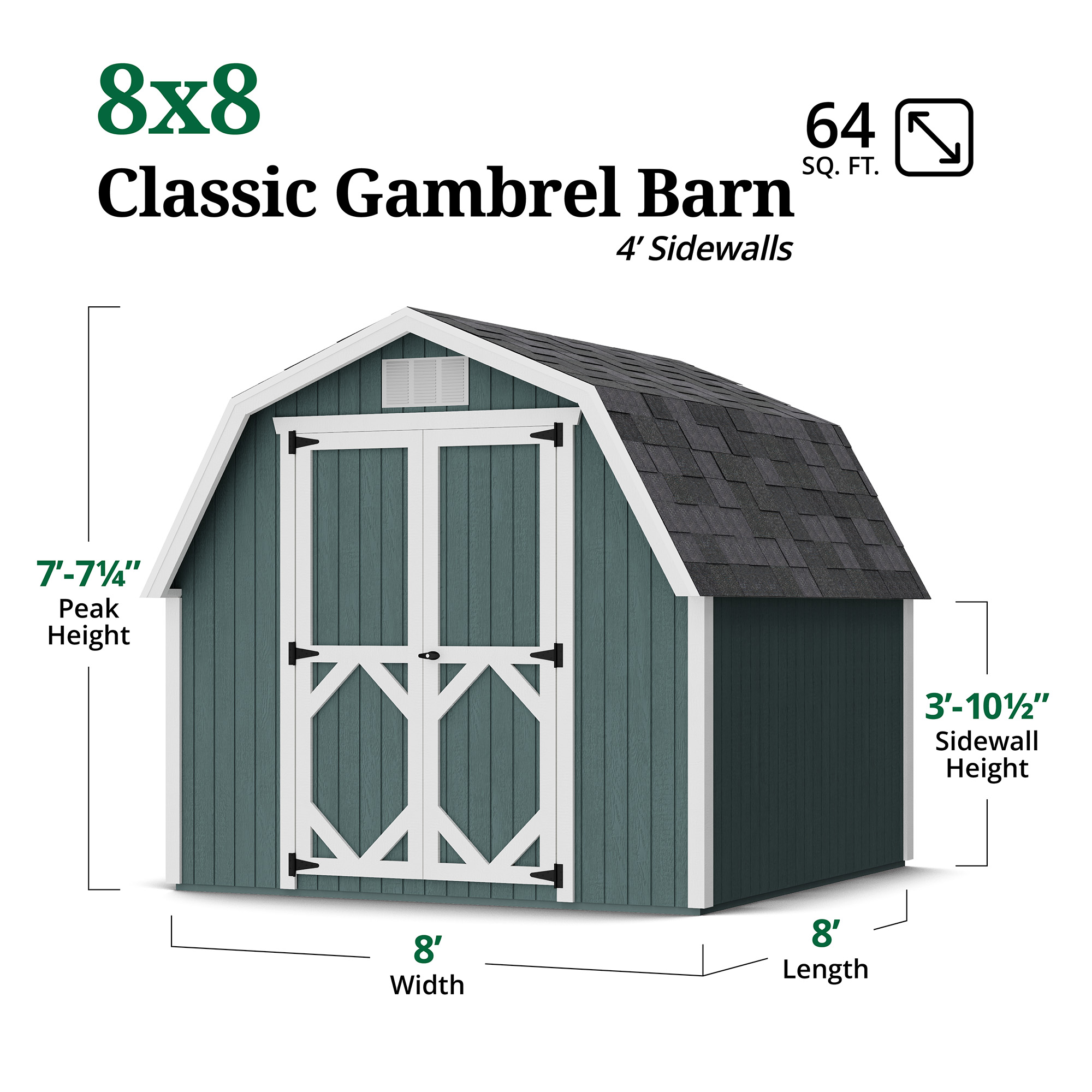 Little Cottage Co 8X8 CGB-4-PC-FK Wood-Storage-Buildings - View #3