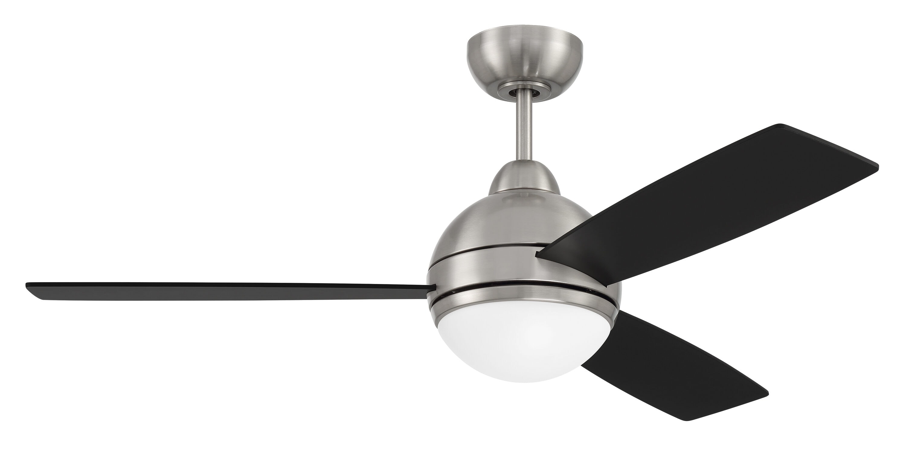 Craftmade KNE48BNK3 Keen 48-in Integrated LED Brushed Polished Nickel with Flat Black Blades Ceiling Fan With Light - Remote Included ( 3 -Blade )