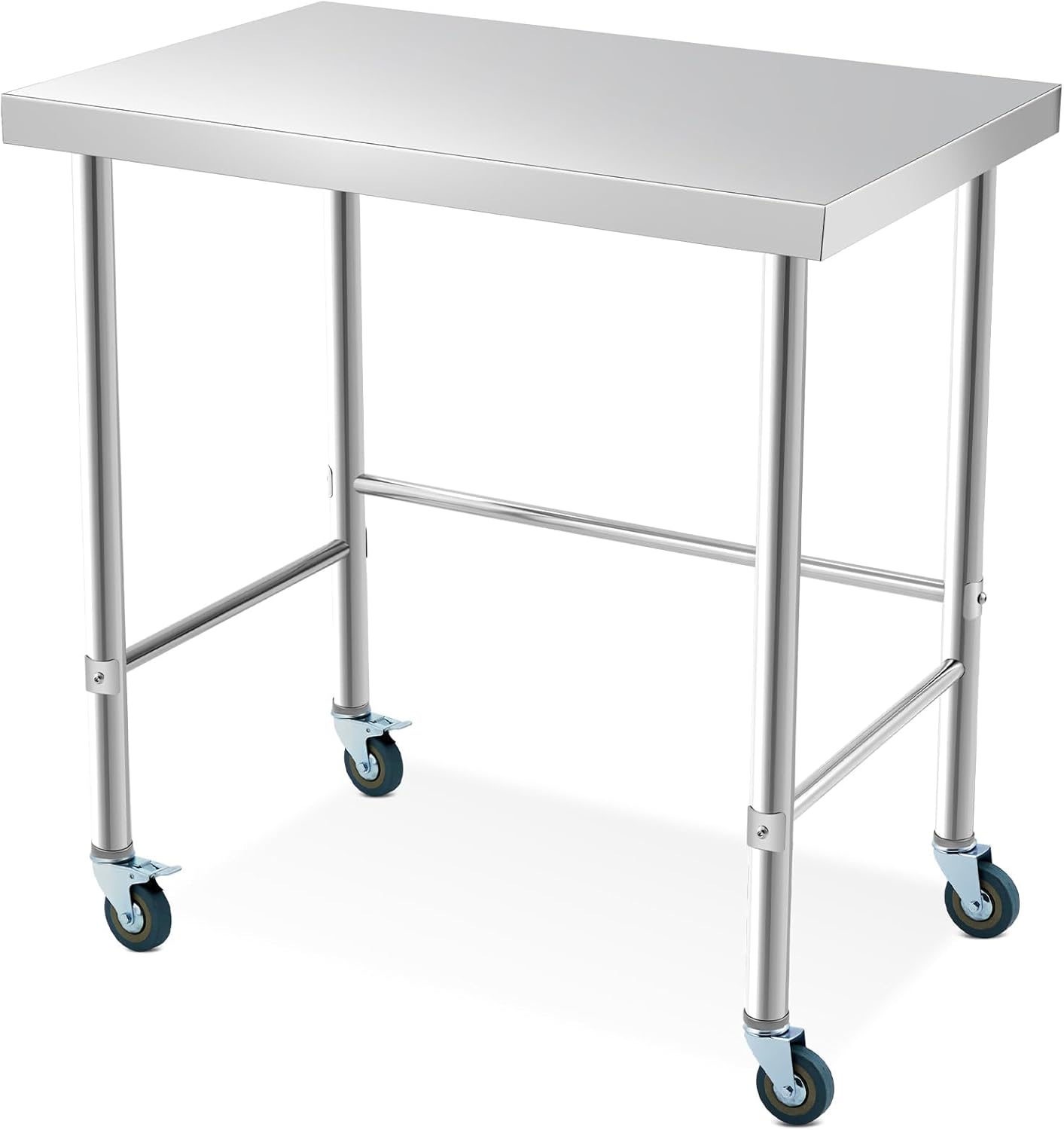 GarveeLife 36 Inch+24 Inch+35 InchNSF Stainless Steel Worktable with Open Base and Casters/ Heavy Duty Prep Table for Kitchen and Garage/ No wheels