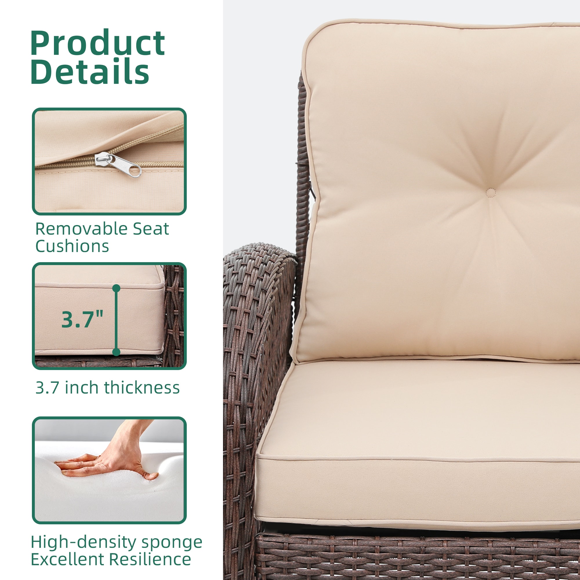 UPHA LHBR-AB-BEIGE Patio-Conversation-Sets - View #5