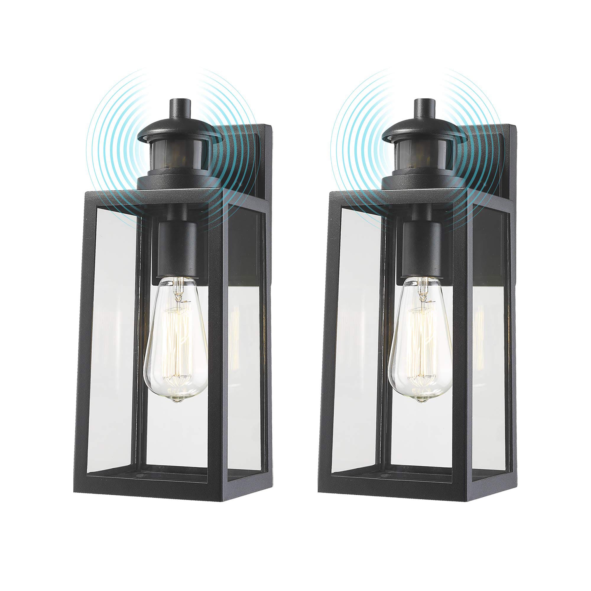 LTMATE LS4FW25B-SE-2PK JAZAVA 1 -Light 14.37-in H Matte Black Hardwired Motion Sensor Outdoor Wall Light