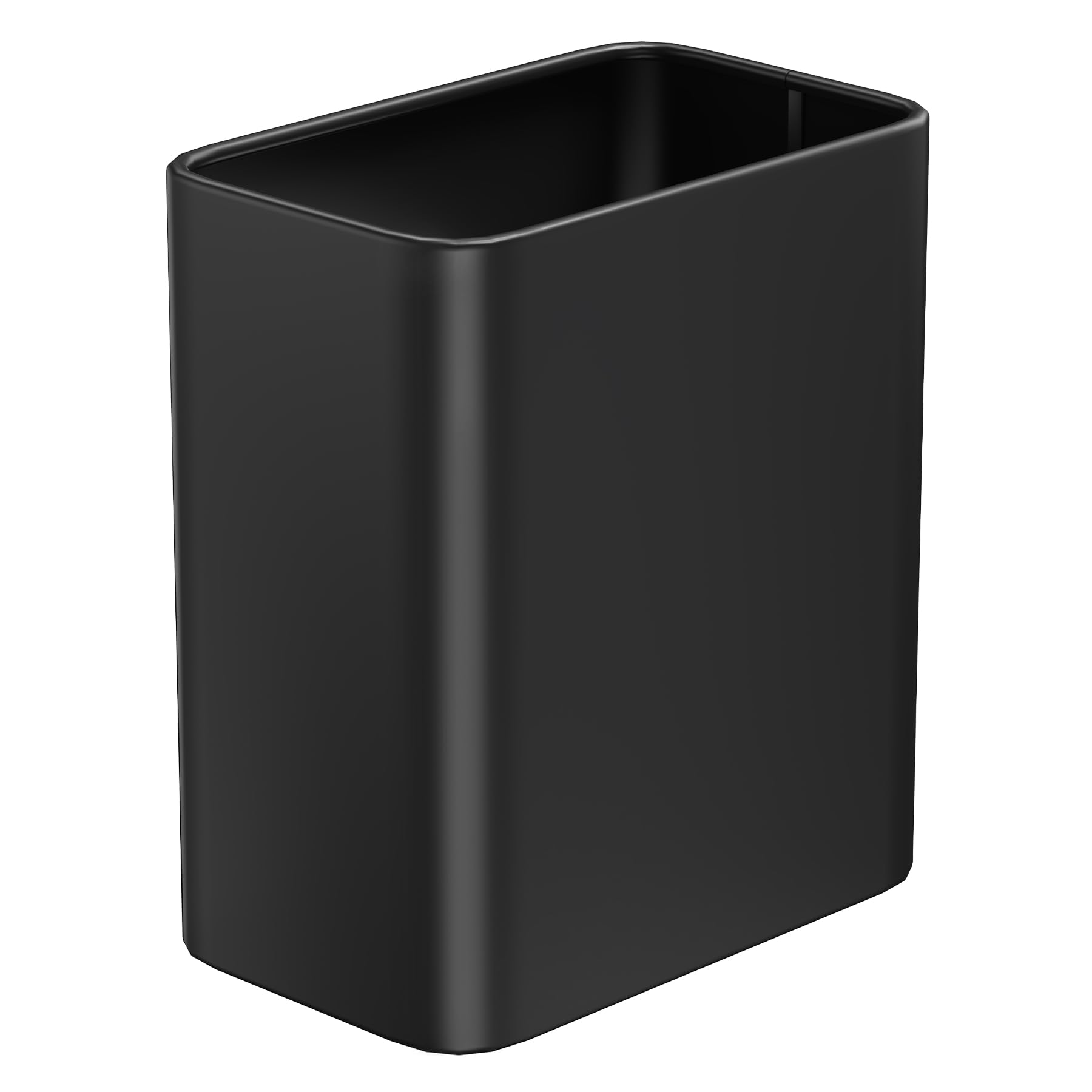 Aoibox - 2 1 Gallon Matte Black Stainless Steel Open Top Wastebasket for Bathroom Office and Und...