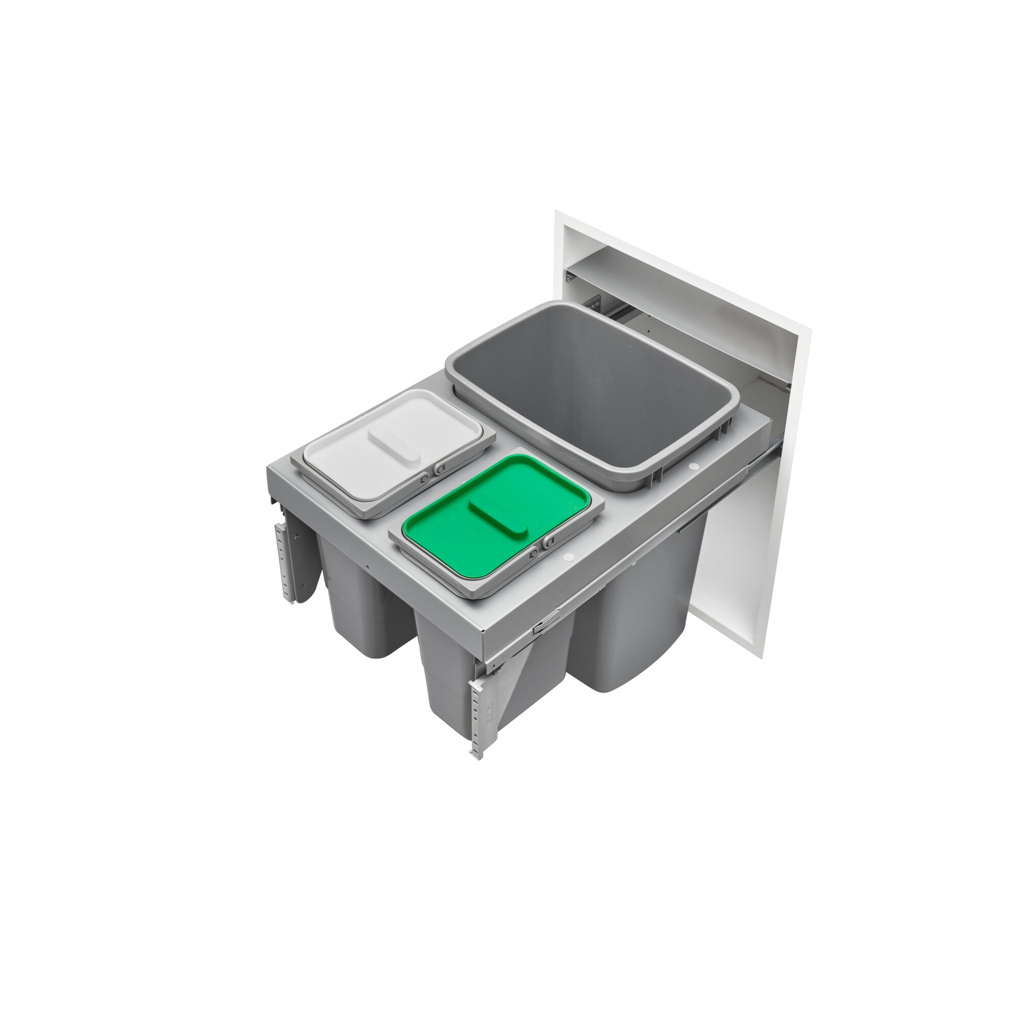 Rev-A-Shelf 53TM-18GSCDM3-FL 8-Quart Soft Close Triple Pull Out Trash Can