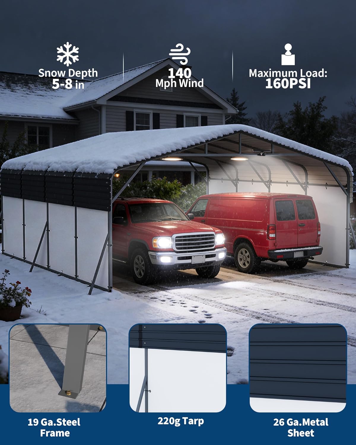GAOMON CQC-UONXLM-ZHCM Carport-Covers - View #3