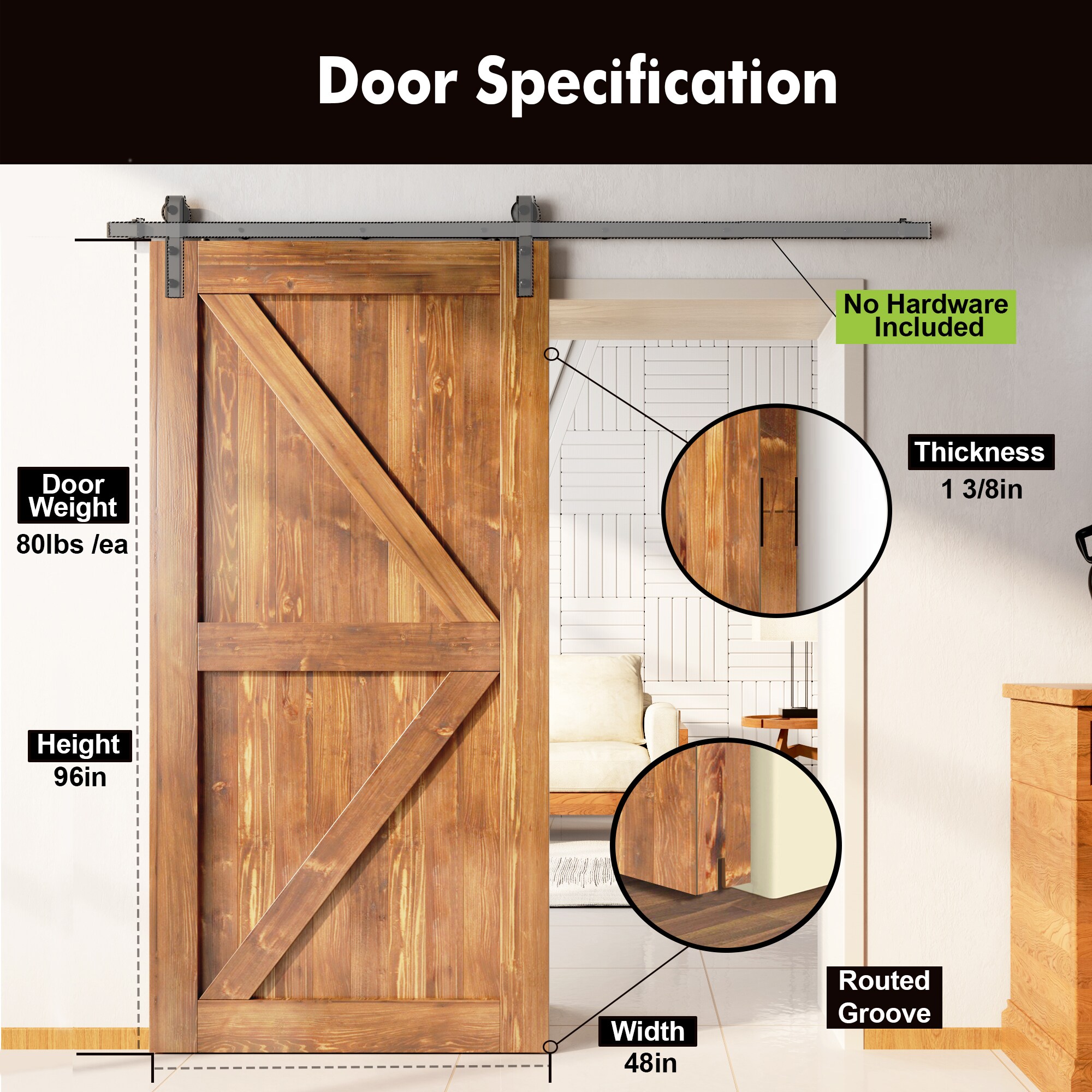 HOMACER 4896-K-EA Barn-Doors - View #3