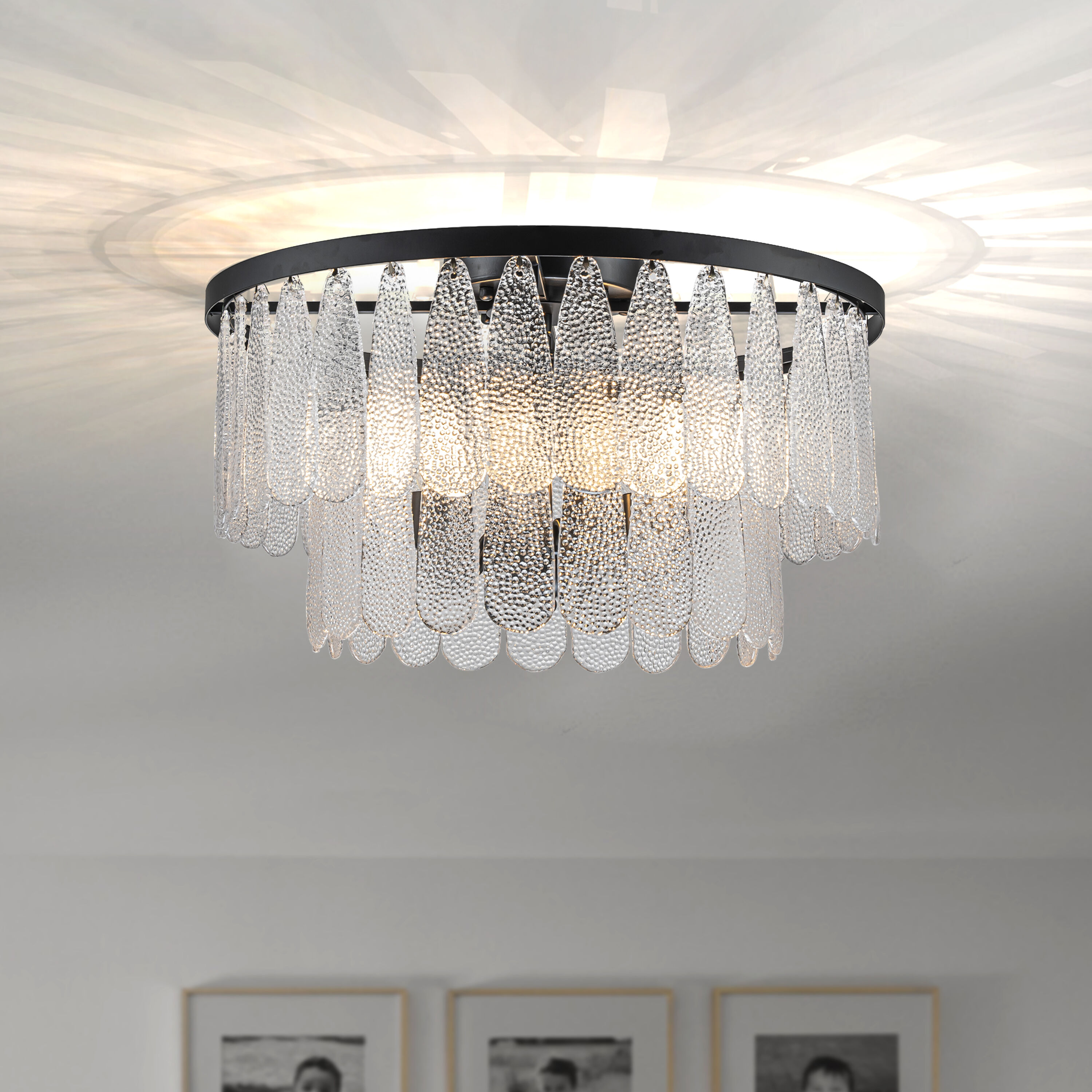 AloaDecor Lighting LC7169D55MB01A 6 -Light 24-in Matte Black Flush Mount Light