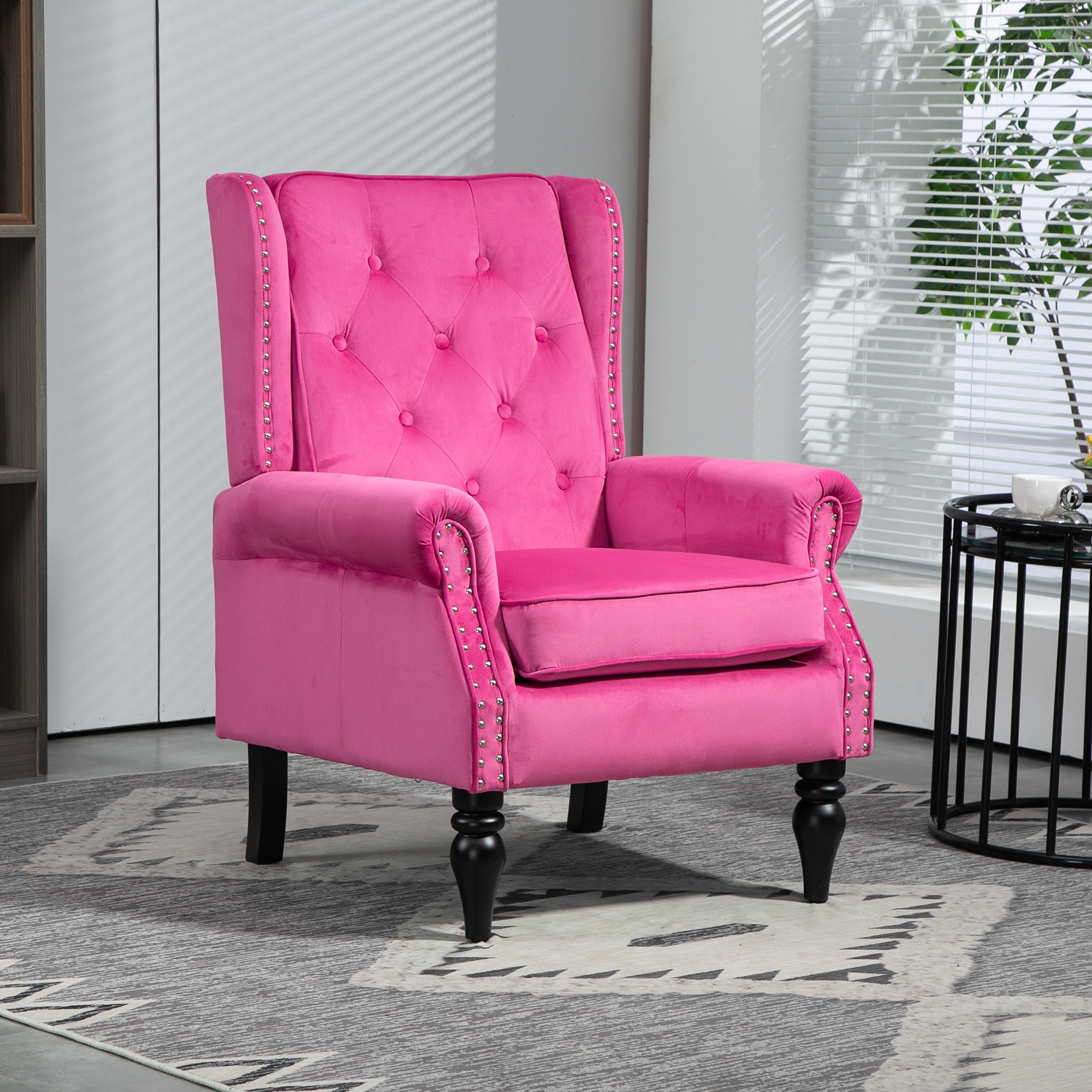 prilinex W395P188083 Modern Red Velvet Accent Chair