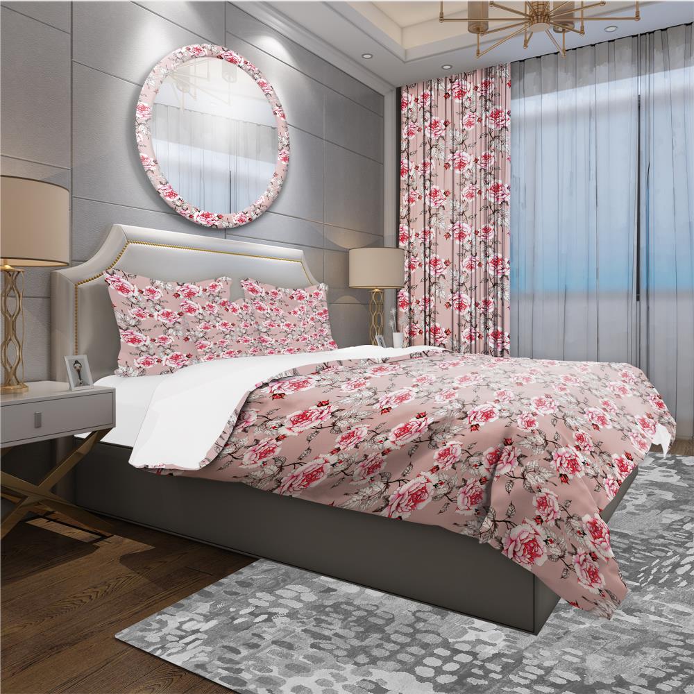 Designart BED17547-T 3 -Piece Pink Twin Duvet cover Set