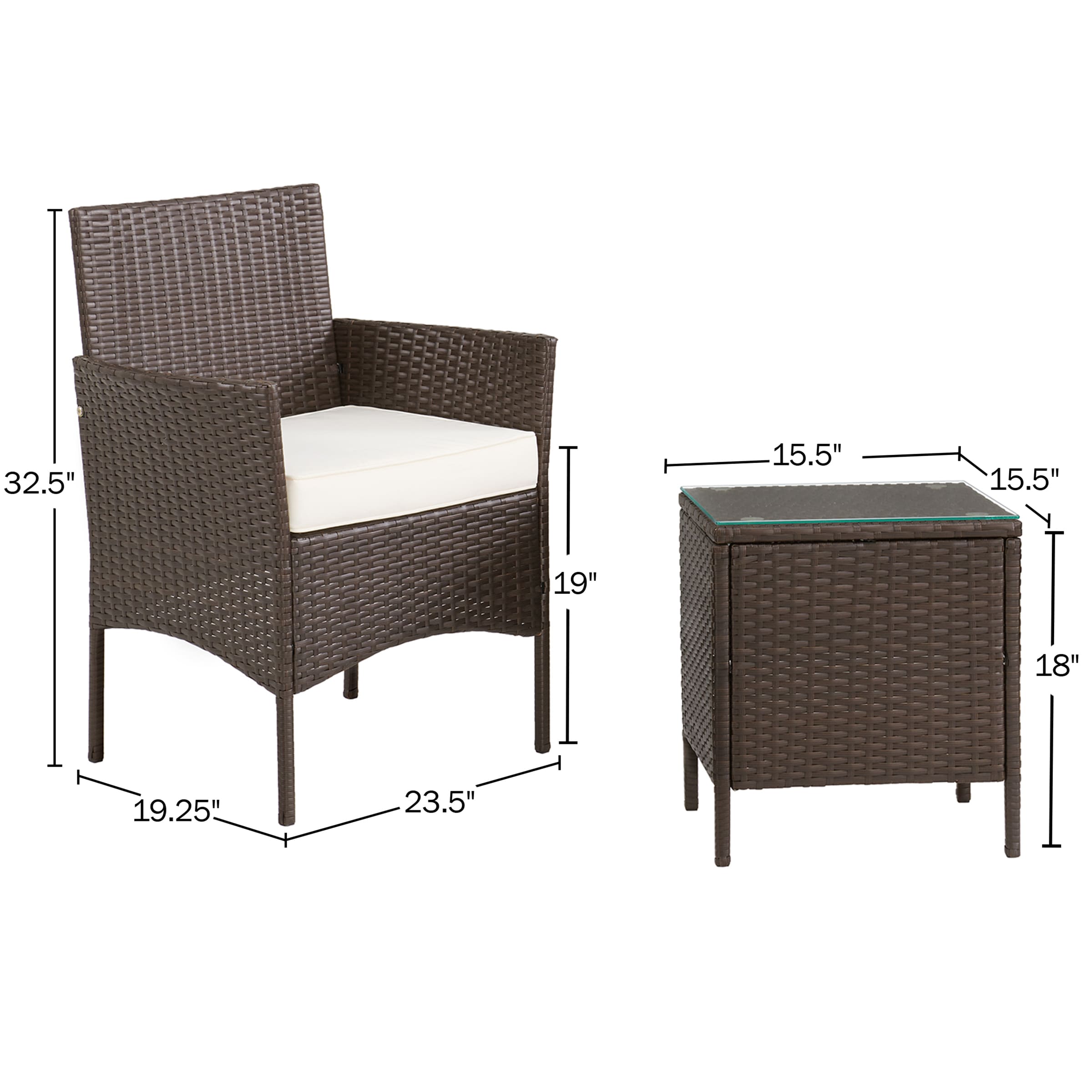 Lavish Home 80-OUTD-WK-CUSHCHTBL Patio-Conversation-Sets - View #4