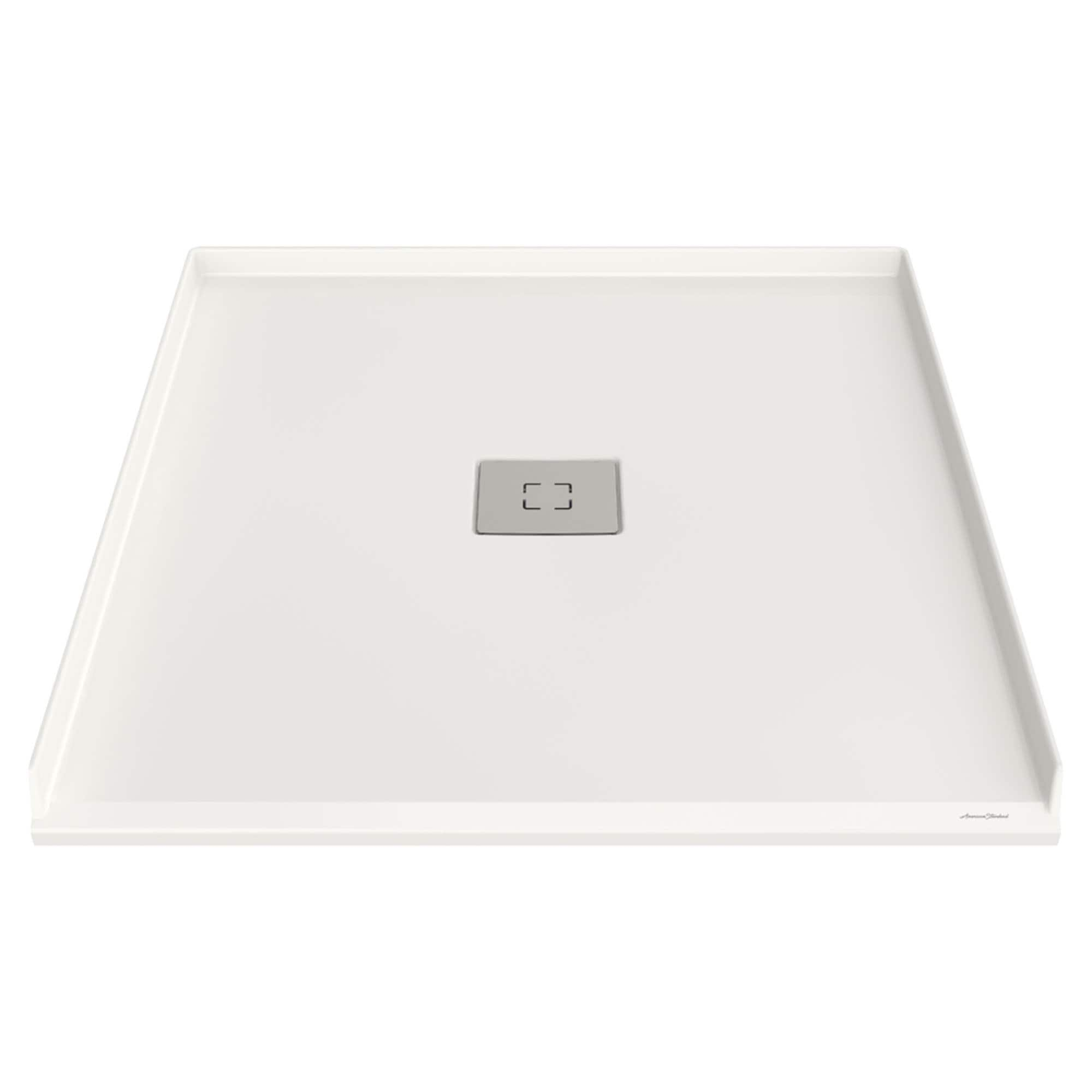 Ella Basic 37 in. x 48 in. x 80 in. AcrylX 1-Piece Low Threshold Shower Wall and Shower Pan in White, Center Drain, LHS Seat