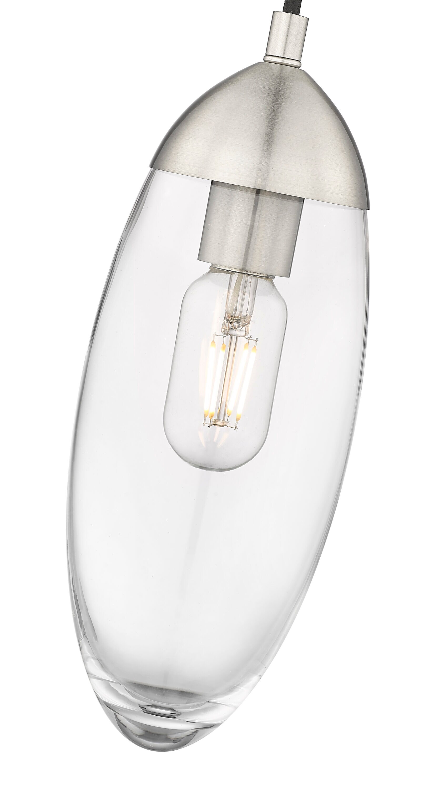 Arden Brushed Nickel Teardrop Glass Pendant Light