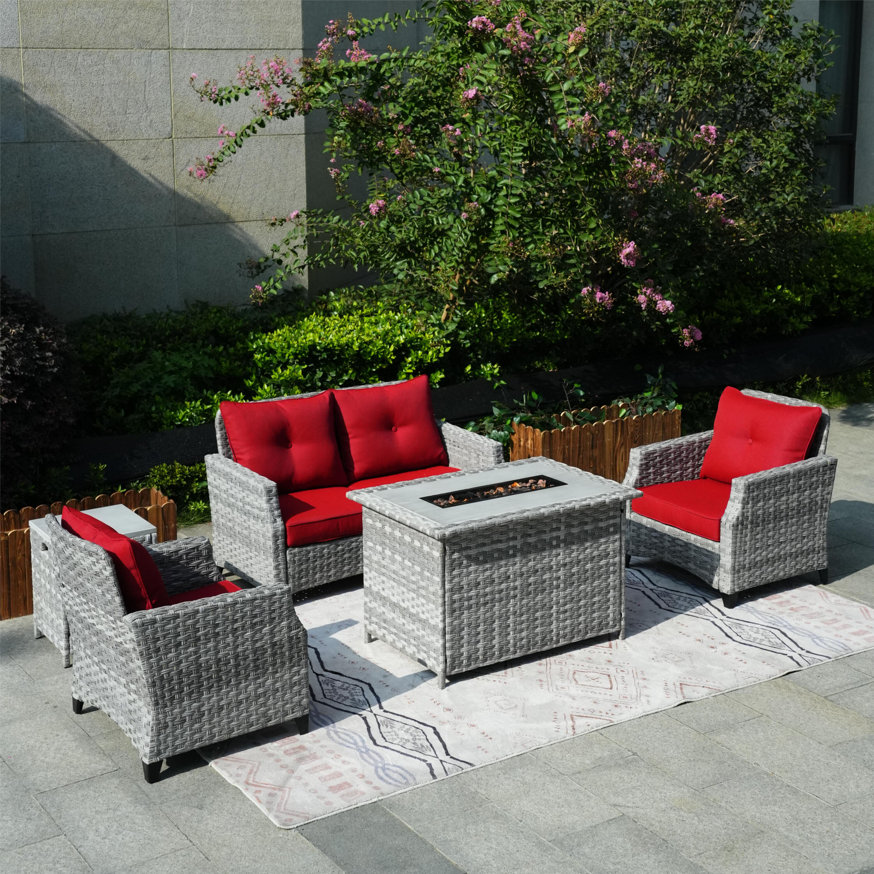 Moda Furnishings PAF-1801-H-RED Patio-Conversation-Sets - View #5