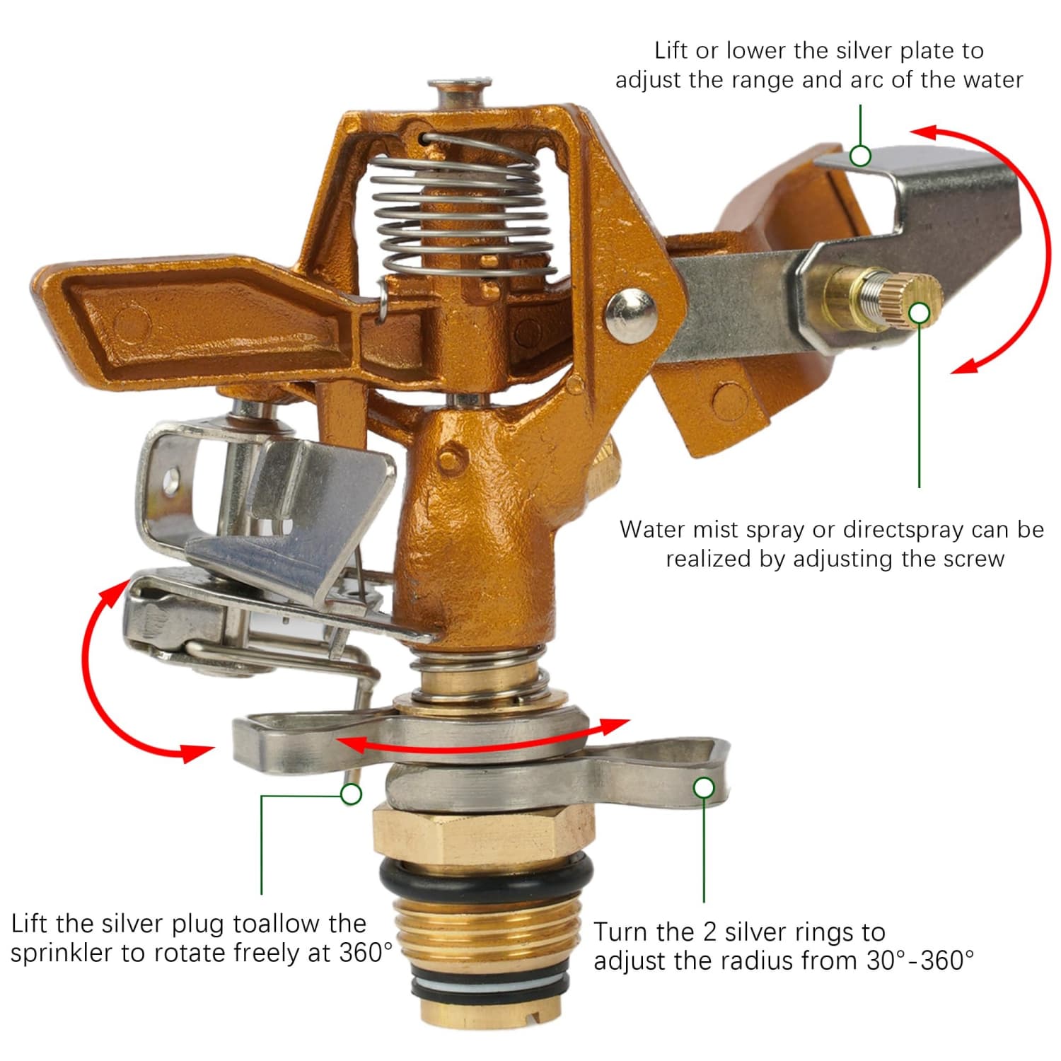 Angel Sar Green Impact Sprinkler Set with Adjustable Tripod Base and ...
