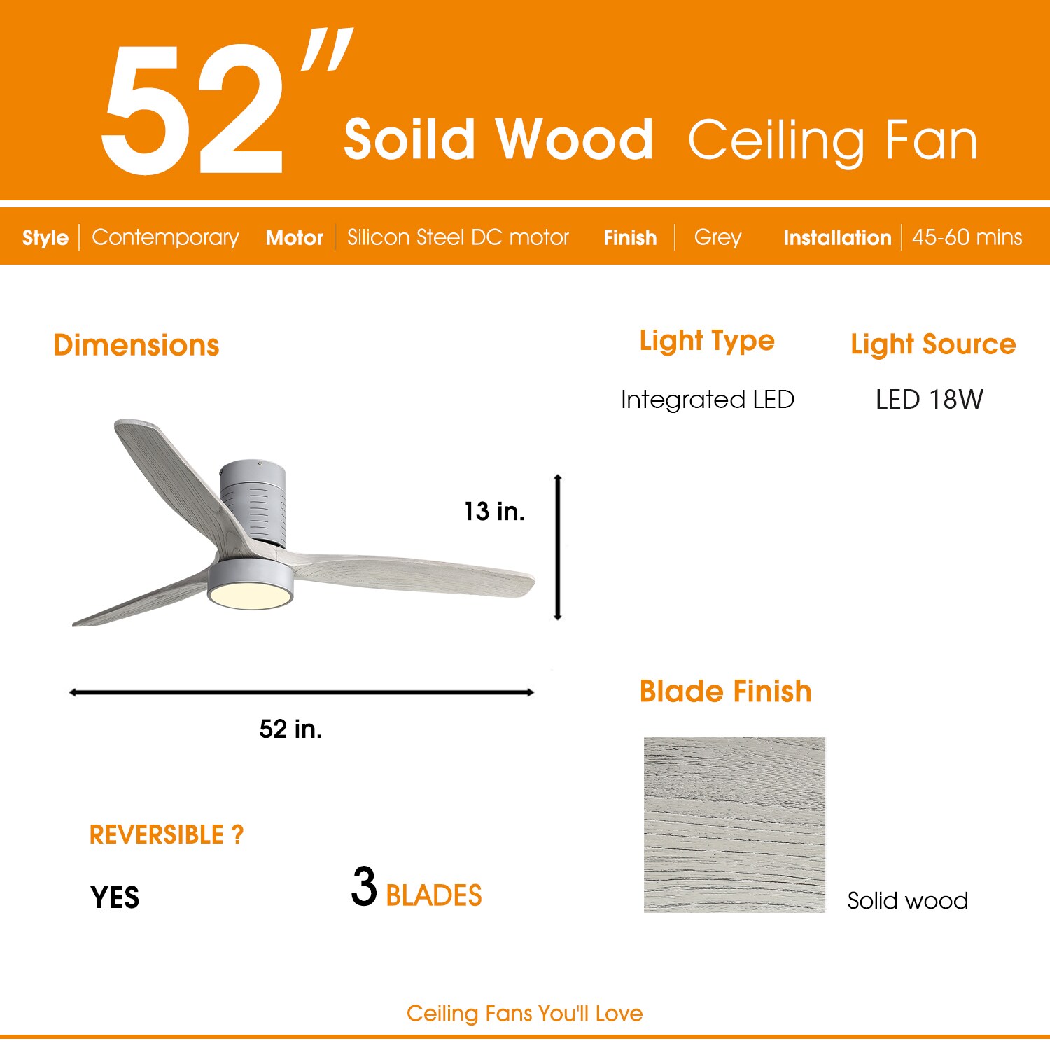 Yardreeze KBS-52245-SL Ceiling-Fans - View #3