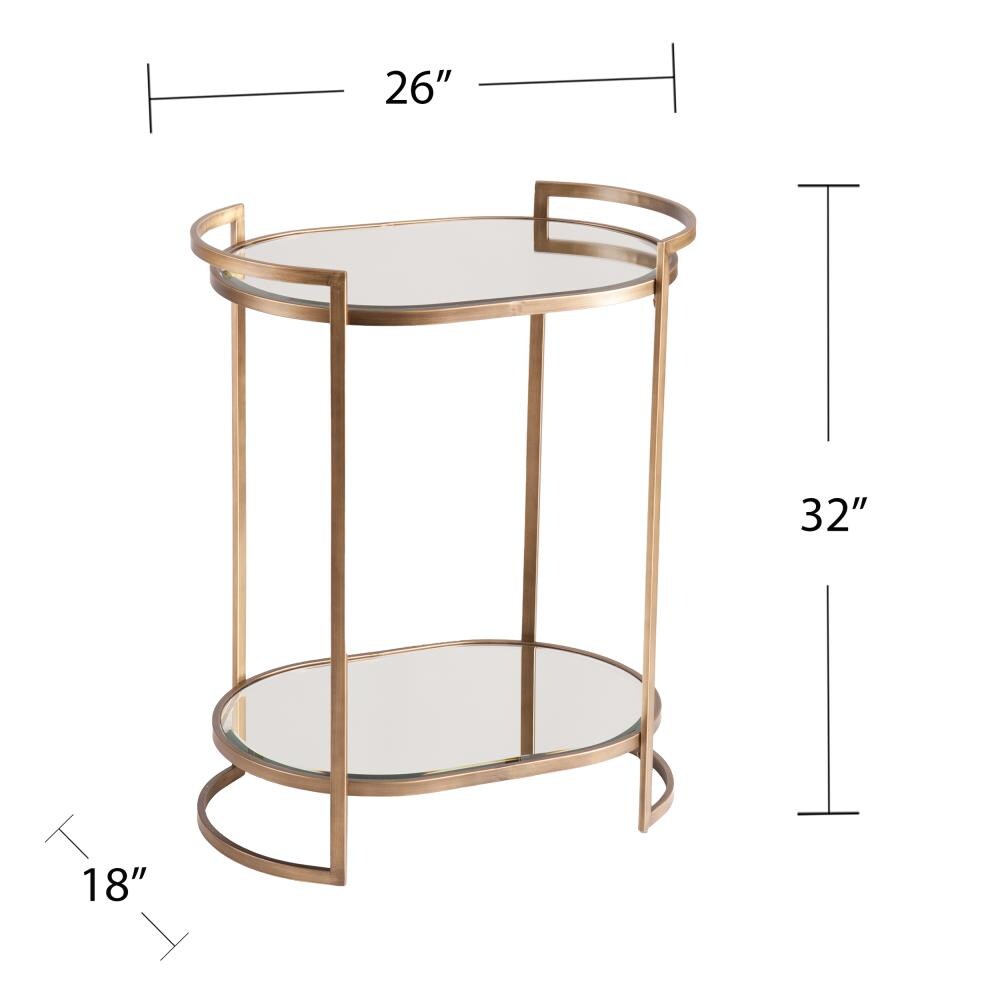 Boston Loft Furnishings Midaru 26-in x 32-in Gold Oval Cart Bar