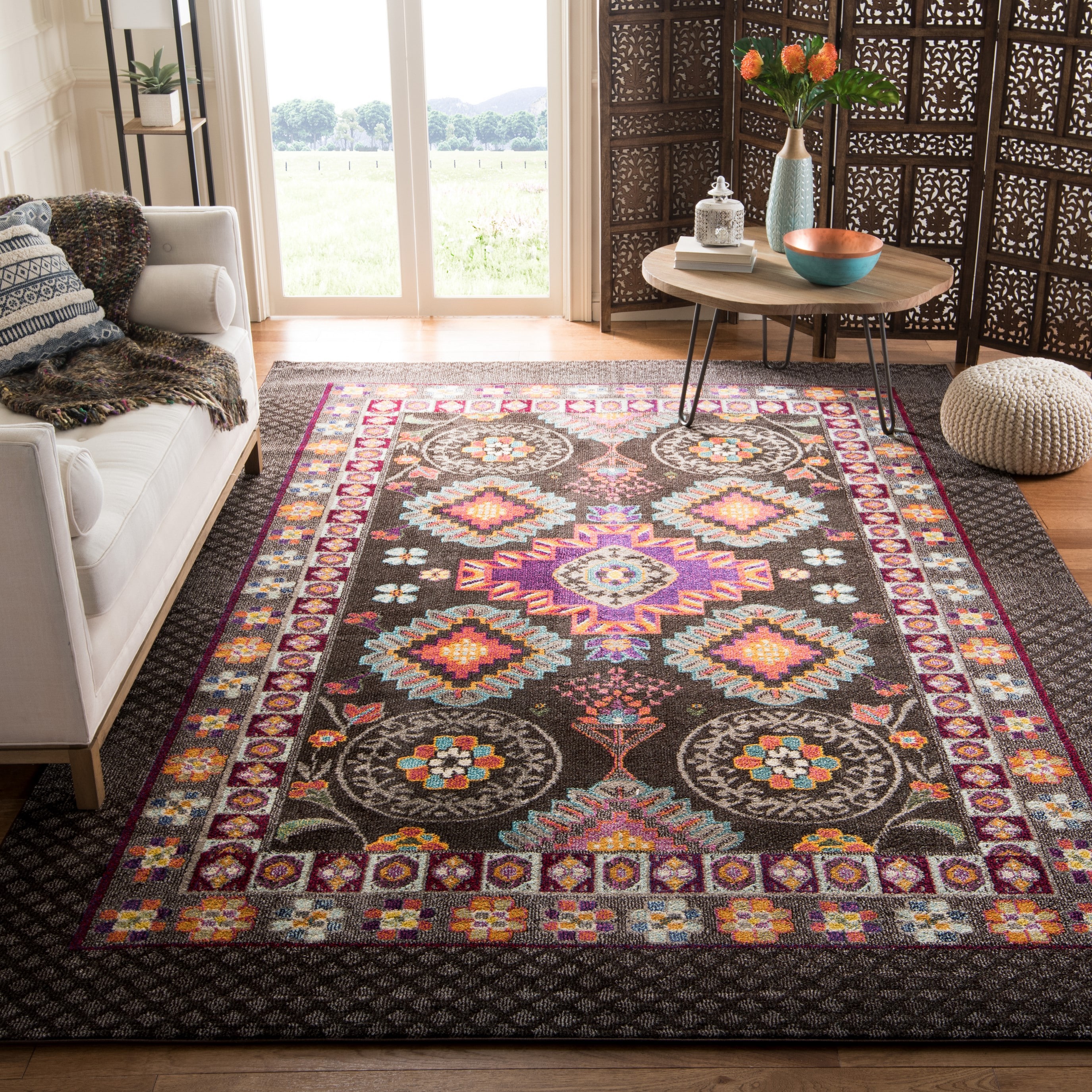Monaco 8' x 11' Brown and Multicolor Synthetic Rectangular Area Rug
