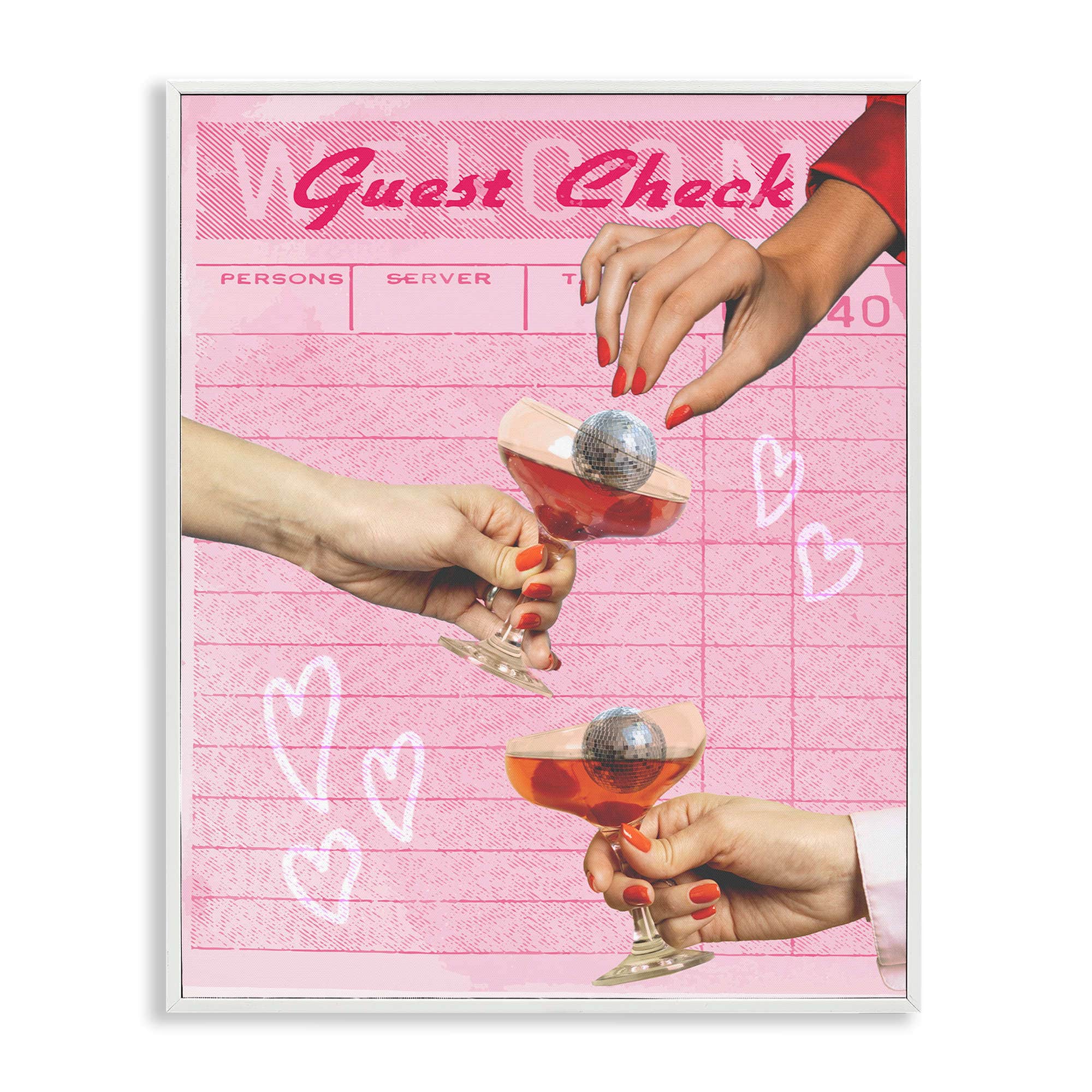 Stupell Industries BT-088-WFR-11X14 Cheers over Guest Check White Framed Giclee Art By Lil Rue 11 x 14