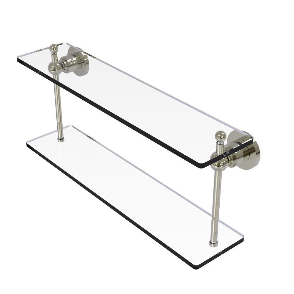 Allied Brass AP-2/22-PNI Astor Place Polished Nickel 2 -Tier Wall mount Bathroom Shelf ( 22-in x 8-in x 5-in )