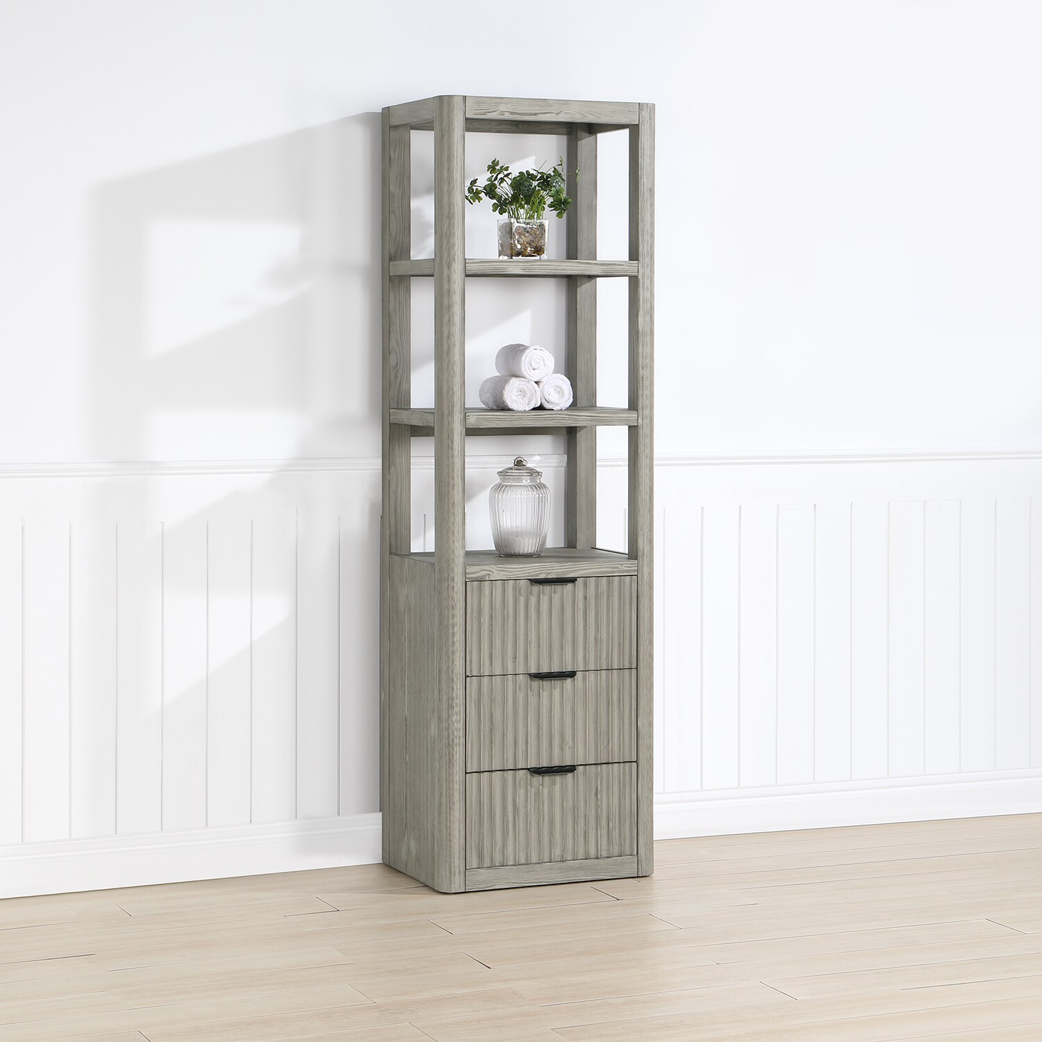 Vinnova 704122-SCA-FY 72-in Fir Wood Grey Finish Bathroom Vanity with Fir Wood Grey Finish Wood Top