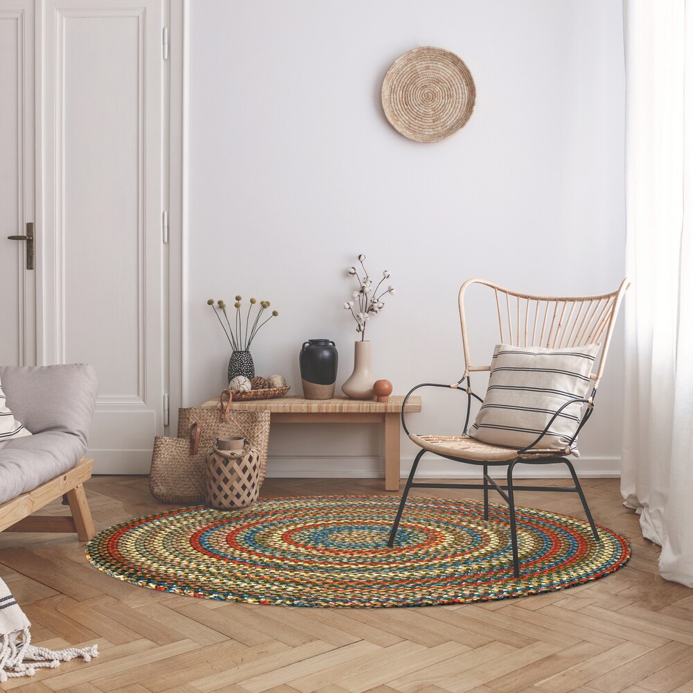 Rhody Rug Venice Indoor/Outdoor Braided Rug - Mango - 2' x 3' Oval