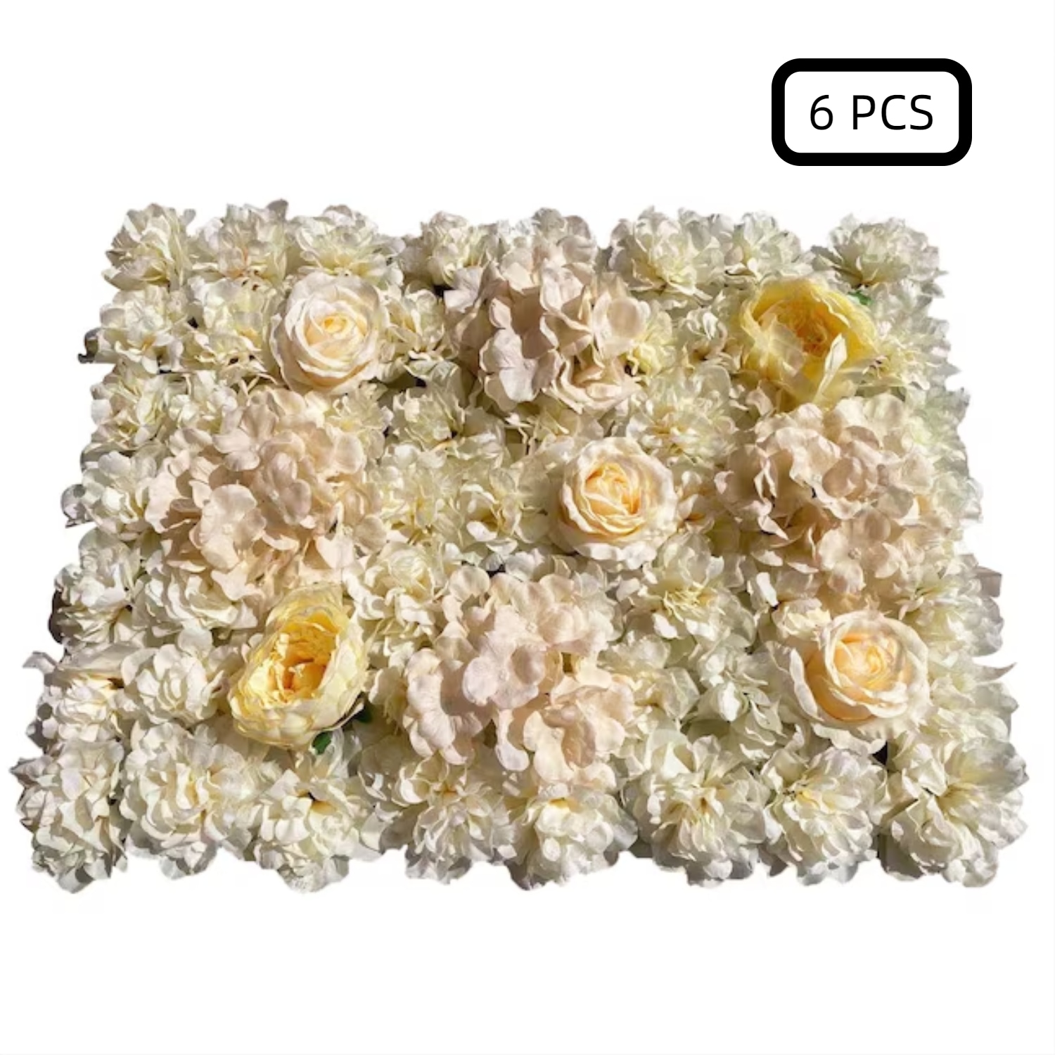 CNCEST OT-ZJGJ-4449 23.62-Inches W x 15.74-Inches H 6-Piece Silk Artificial Yellow Flower Panels For Wedding Rose Garden Trellis